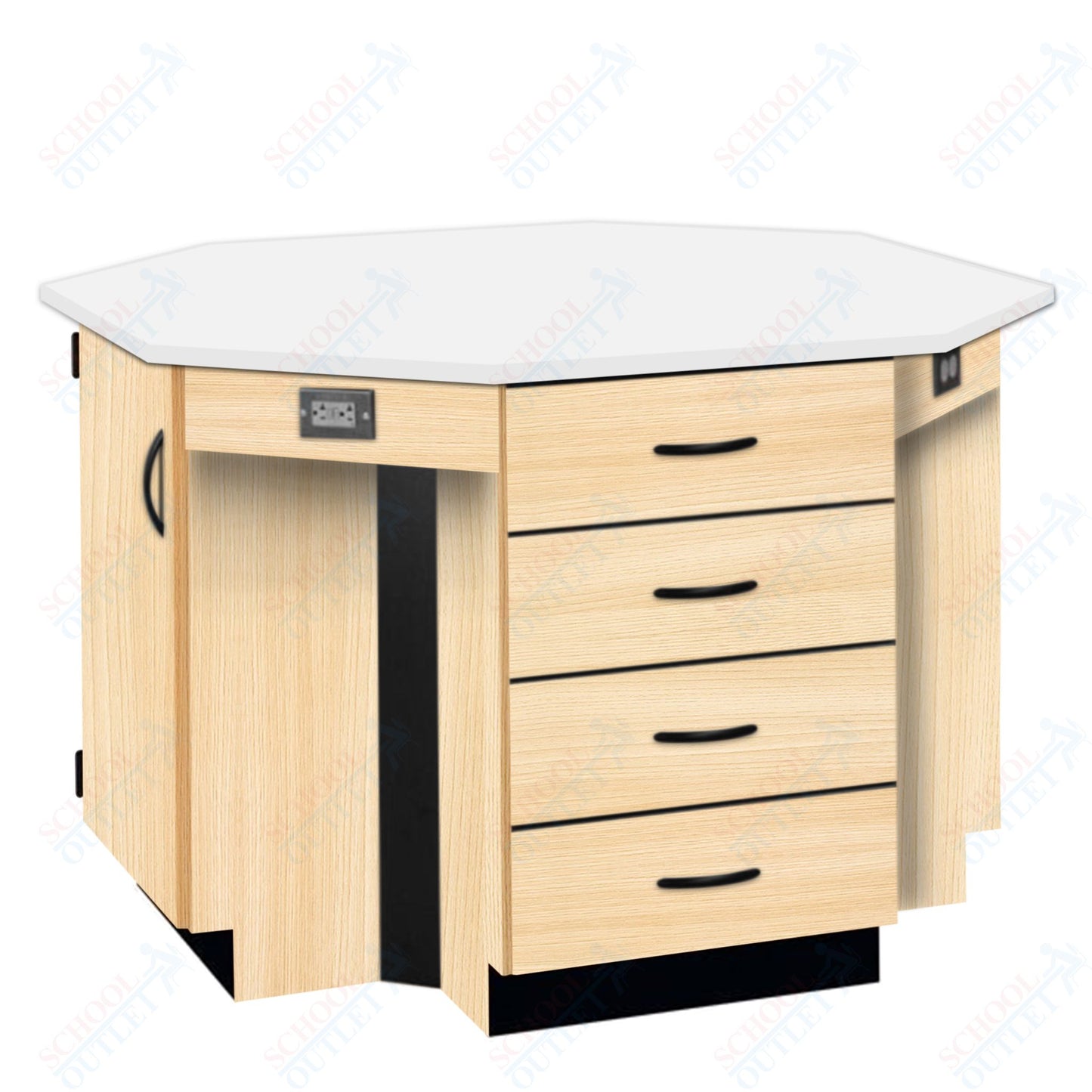 56"W Chemical Resistant Laminate Top Four Student Octagon Island Table (84070 K36 21)