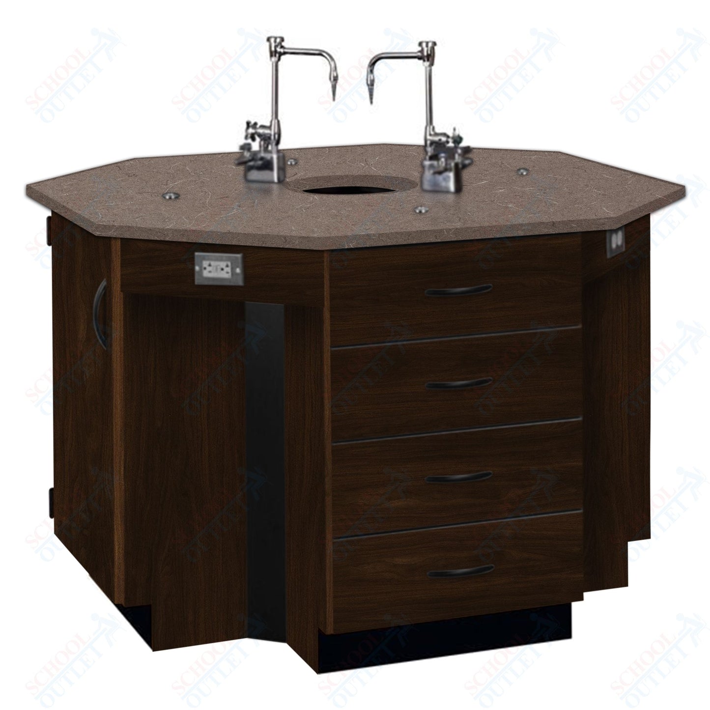 56"W Phenolic Top Four Student Octagon Island Table with Sink (84072 K36 24)