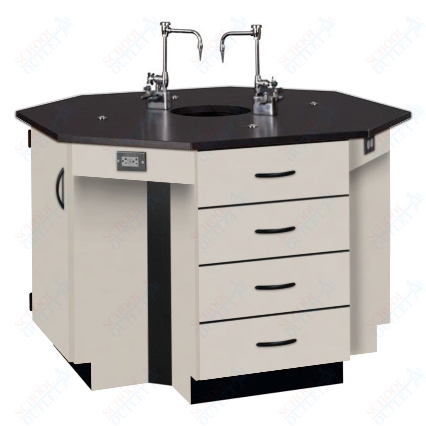 56"W Phenolic Top Four Student Octagon Island Table with Sink (84072 K36 24)