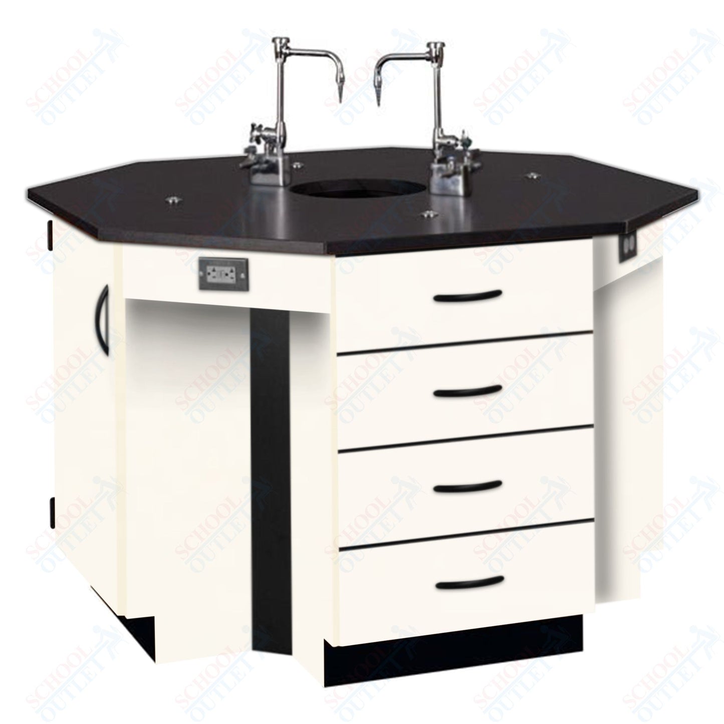 56"W Phenolic Top Four Student Octagon Island Table with Sink (84072 K36 24)