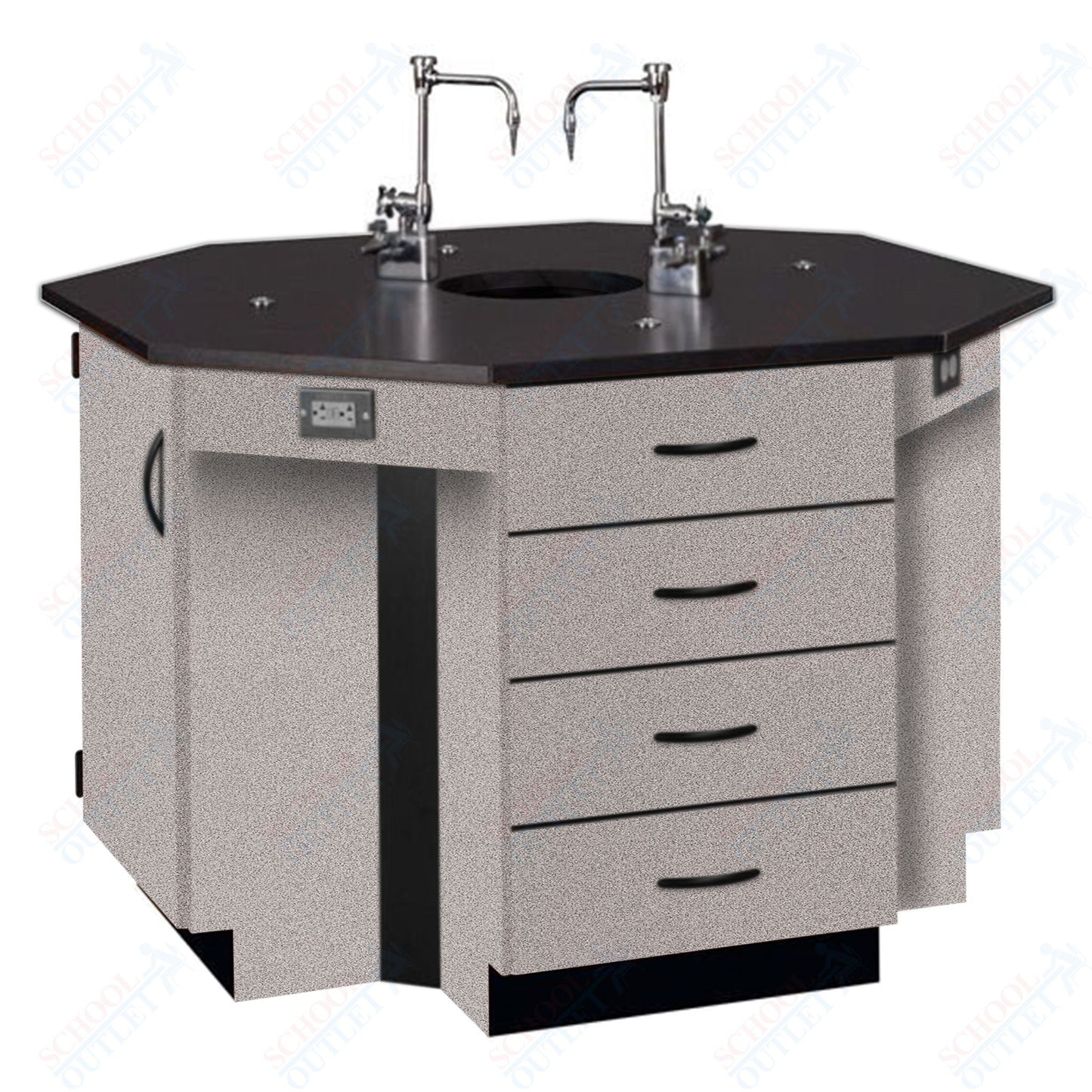 56"W Phenolic Top Four Student Octagon Island Table with Sink (84072 K36 24)