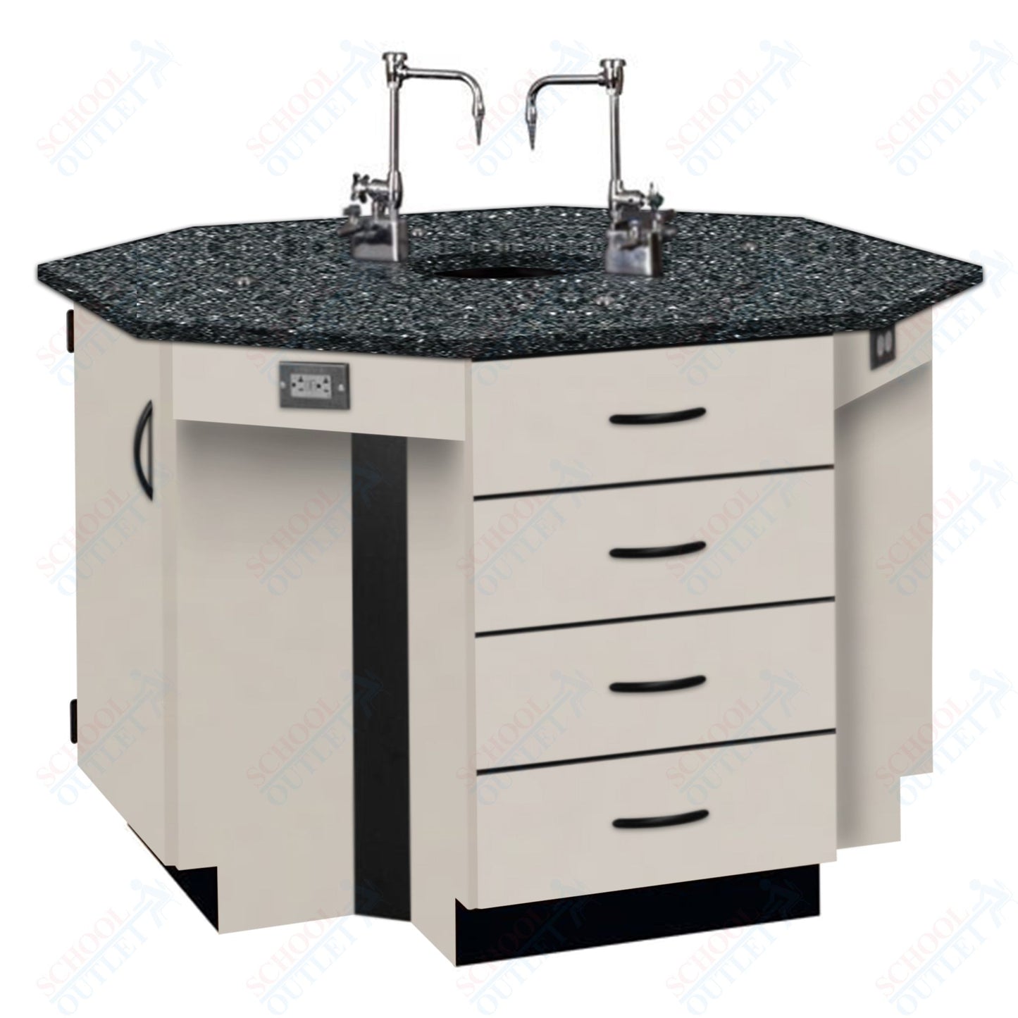 56"W Phenolic Top Four Student Octagon Island Table with Sink (84072 K36 24)