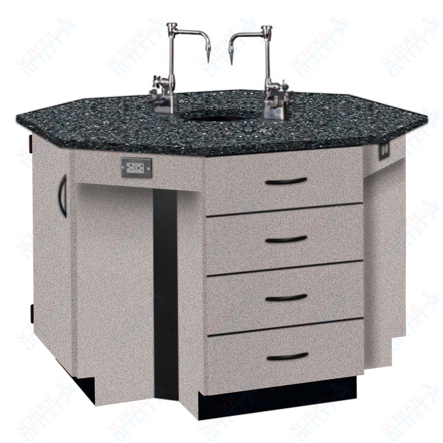 56"W Phenolic Top Four Student Octagon Island Table with Sink (84072 K36 24)