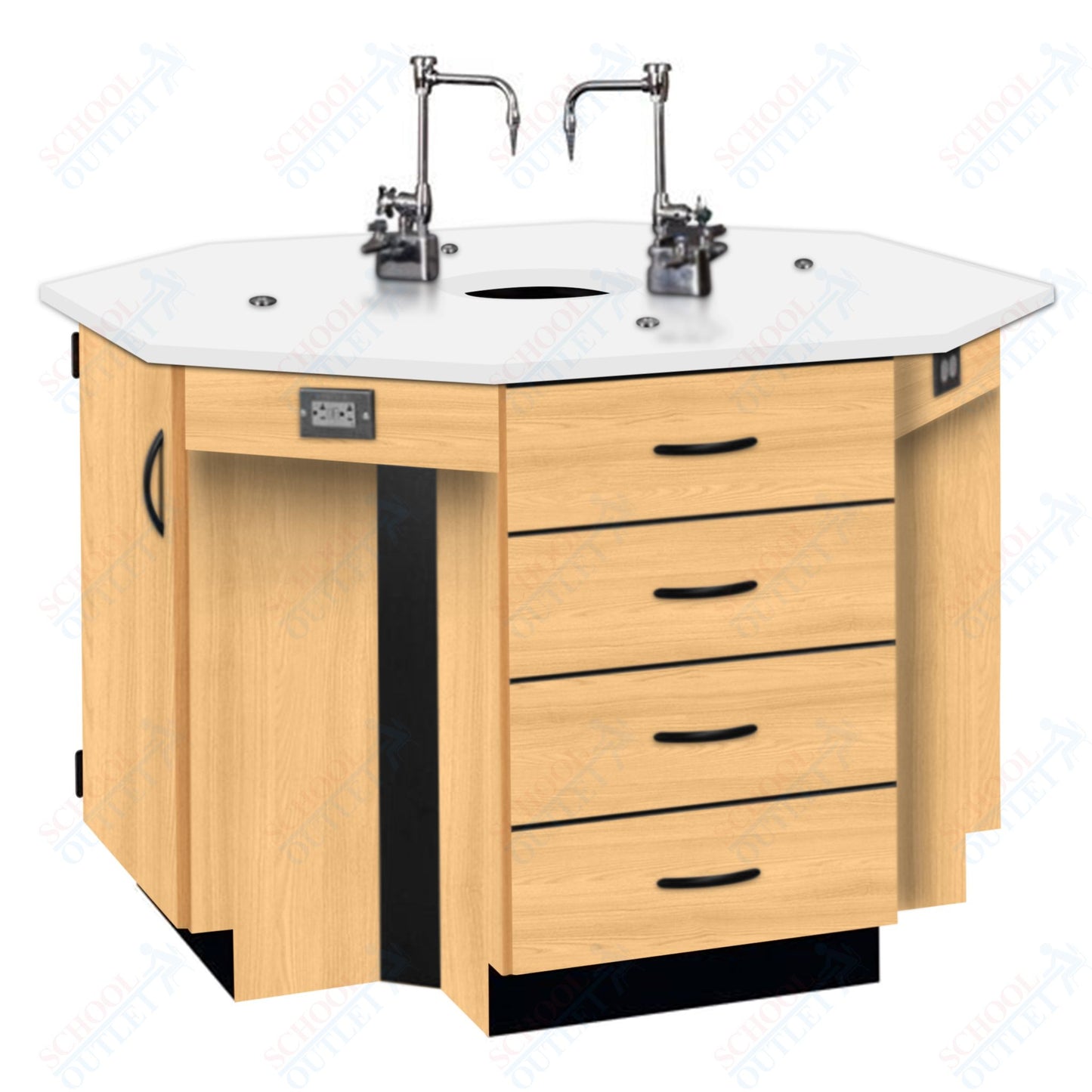 56"W Phenolic Top Four Student Octagon Island Table with Sink (84072 K36 24)