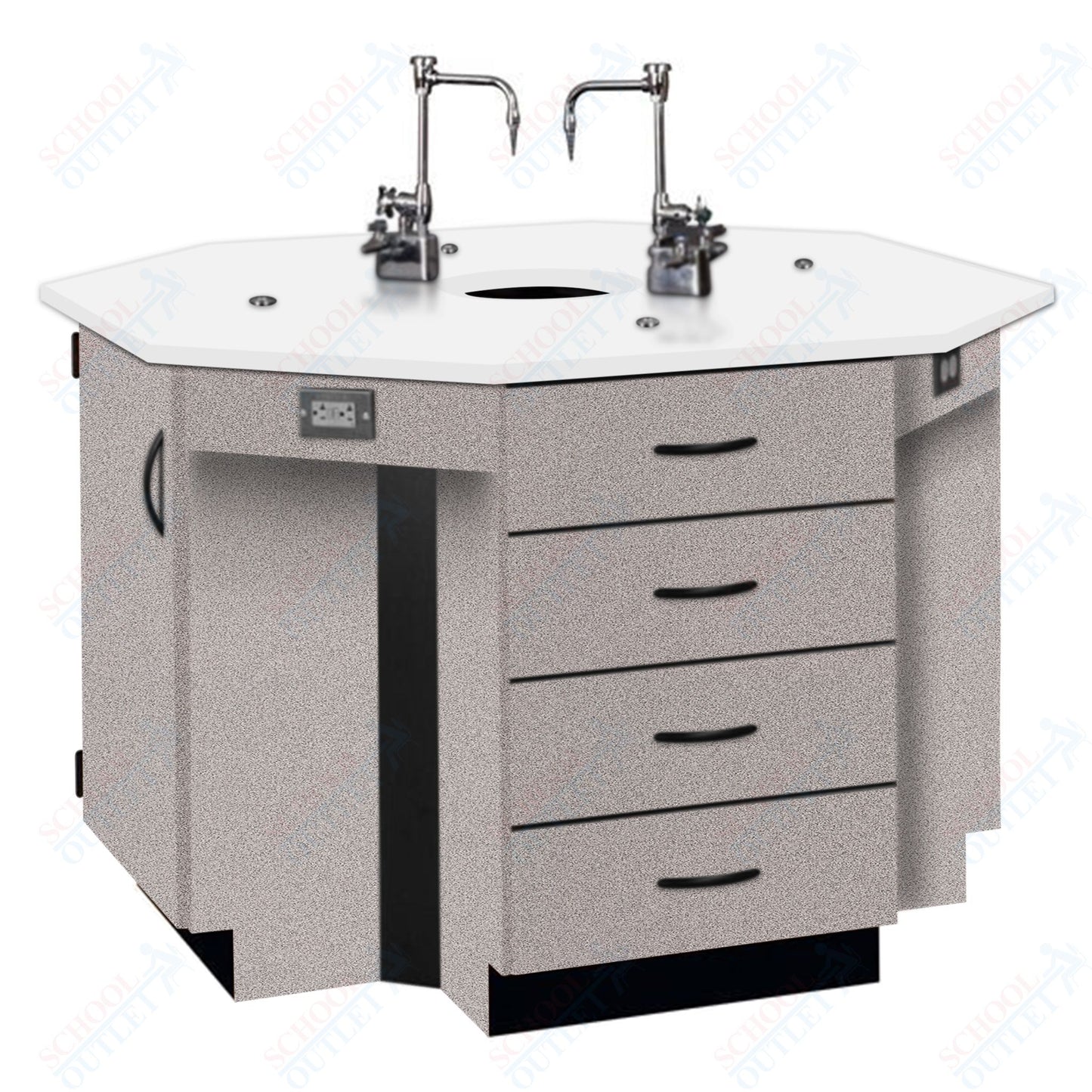 56"W Phenolic Top Four Student Octagon Island Table with Sink (84072 K36 24)