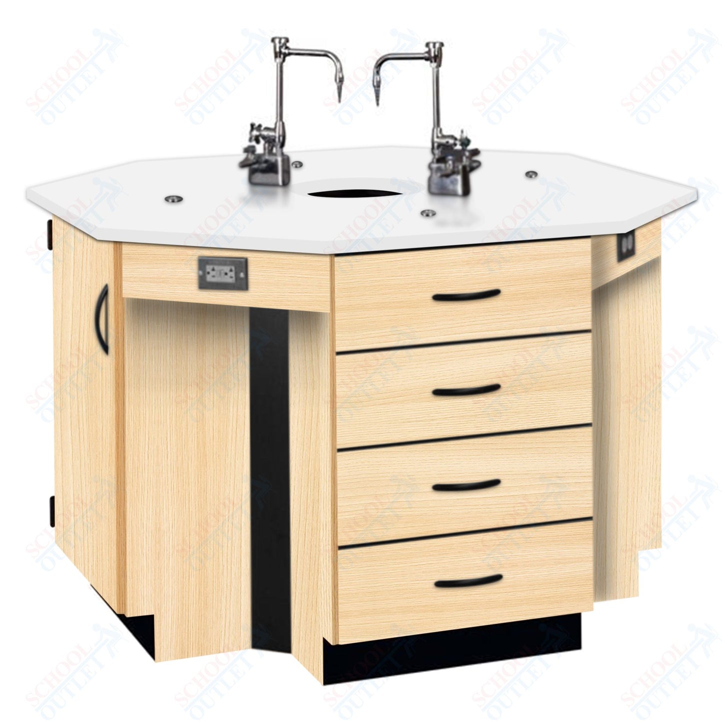 56"W Phenolic Top Four Student Octagon Island Table with Sink (84072 K36 24)