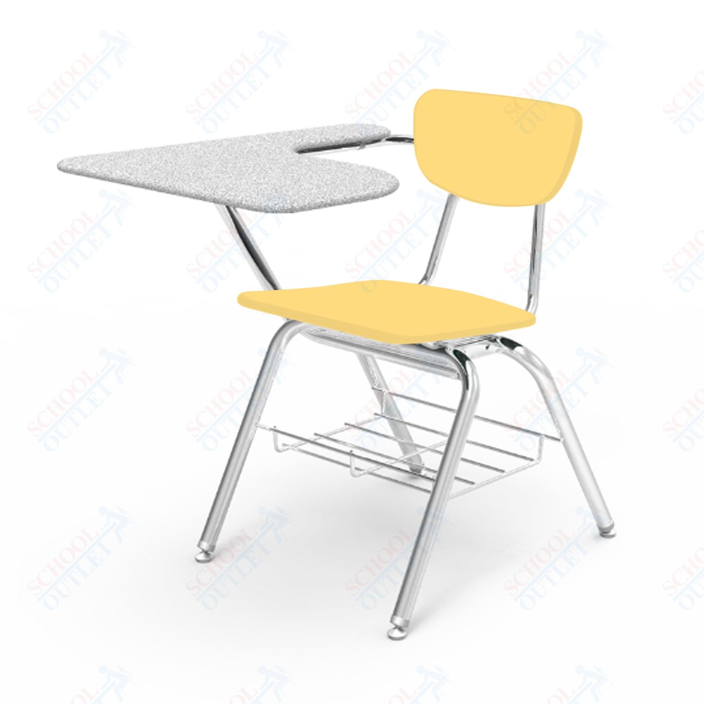 Virco 3700BRL Student Tablet Arm Chair Desk with 18" Hard Plastic Seat, Laminate Top and Bookrack for Schools and Classrooms