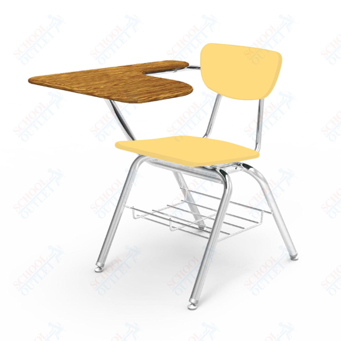 Virco 3700BRL Student Tablet Arm Chair Desk with 18" Hard Plastic Seat, Laminate Top and Bookrack for Schools and Classrooms