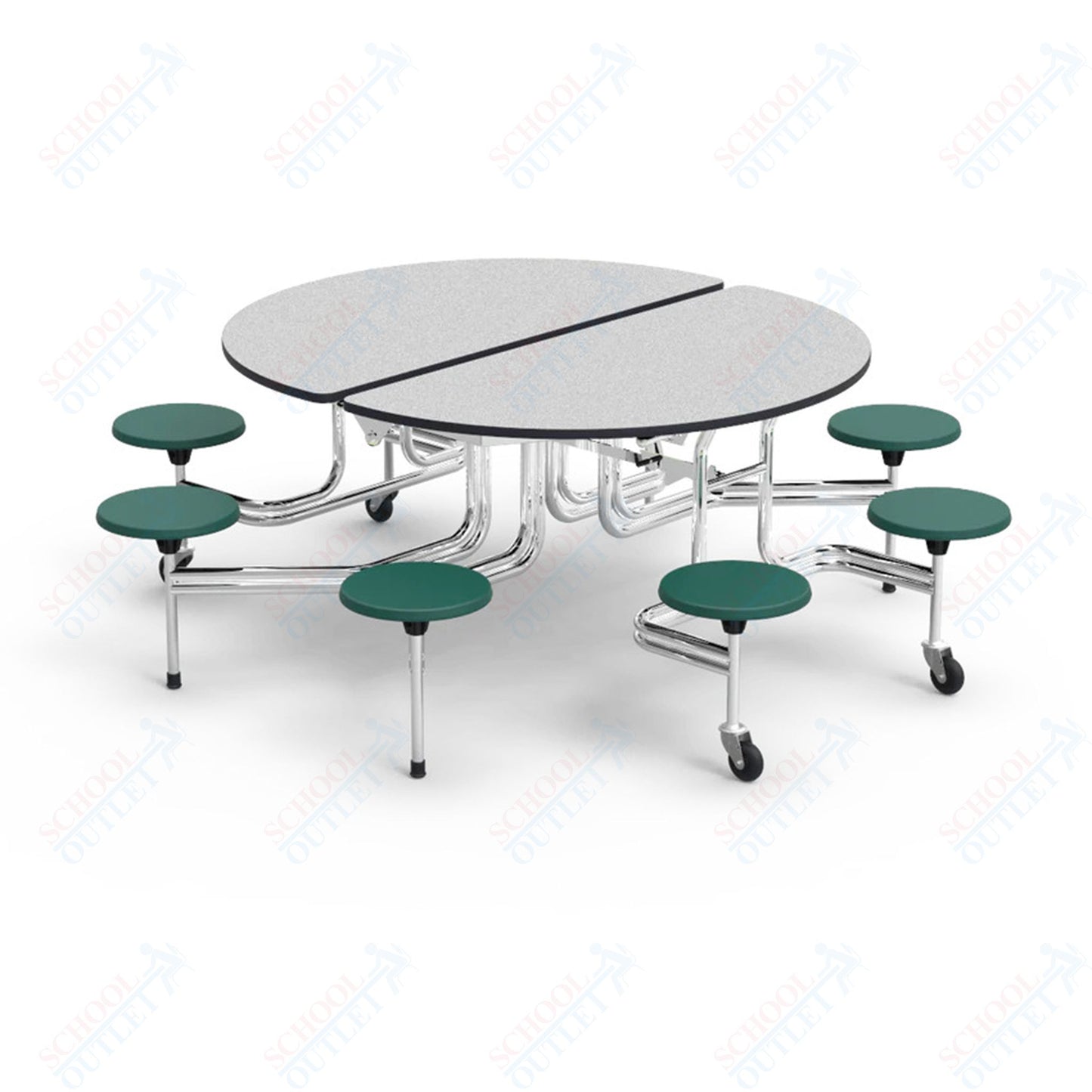 Virco MTSO152758 - Round Mobile Stool Cafeteria Table - T-mold Edge - 15" Seat Height - 8 Stools (Virco MTSO152758)