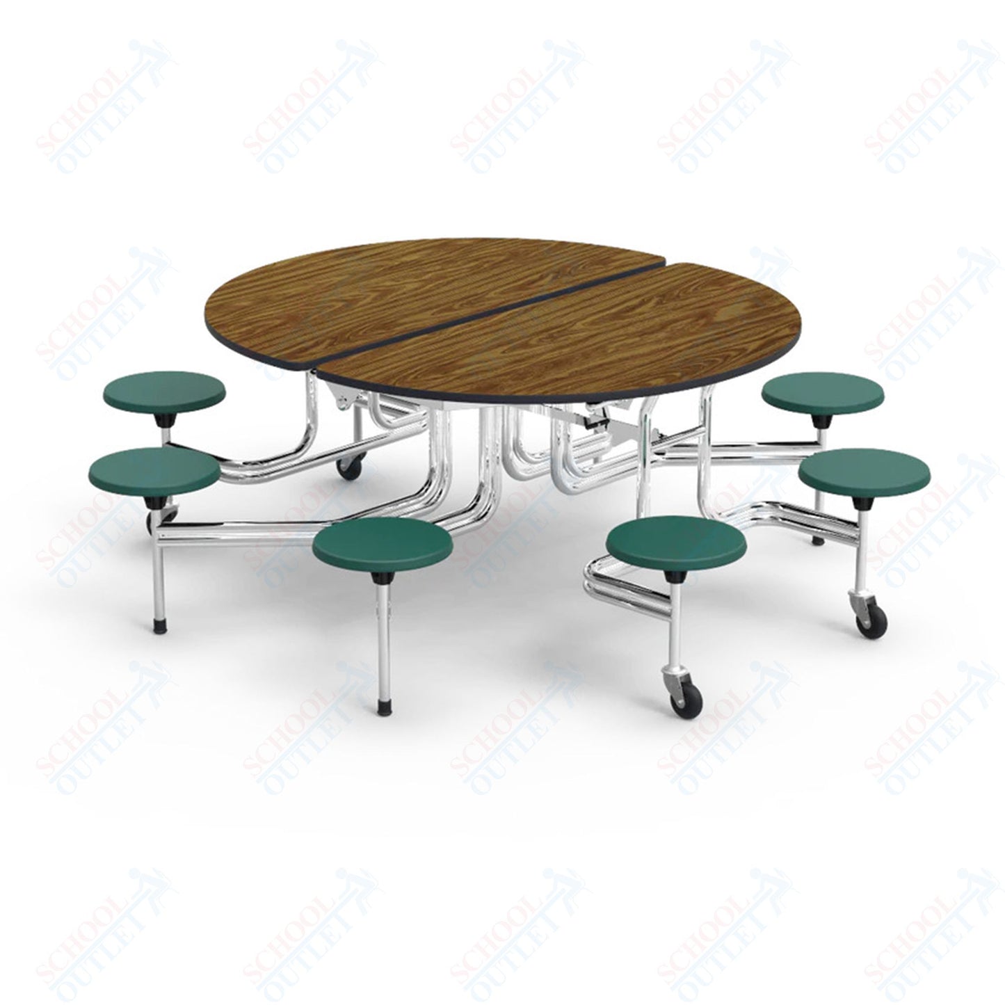 Virco MTSO152758 - Round Mobile Stool Cafeteria Table - T-mold Edge - 15" Seat Height - 8 Stools (Virco MTSO152758)