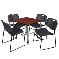 Regency Kee 30 in. Square Adjustable Classroom Table & 4 Zeng Stack Chairs
