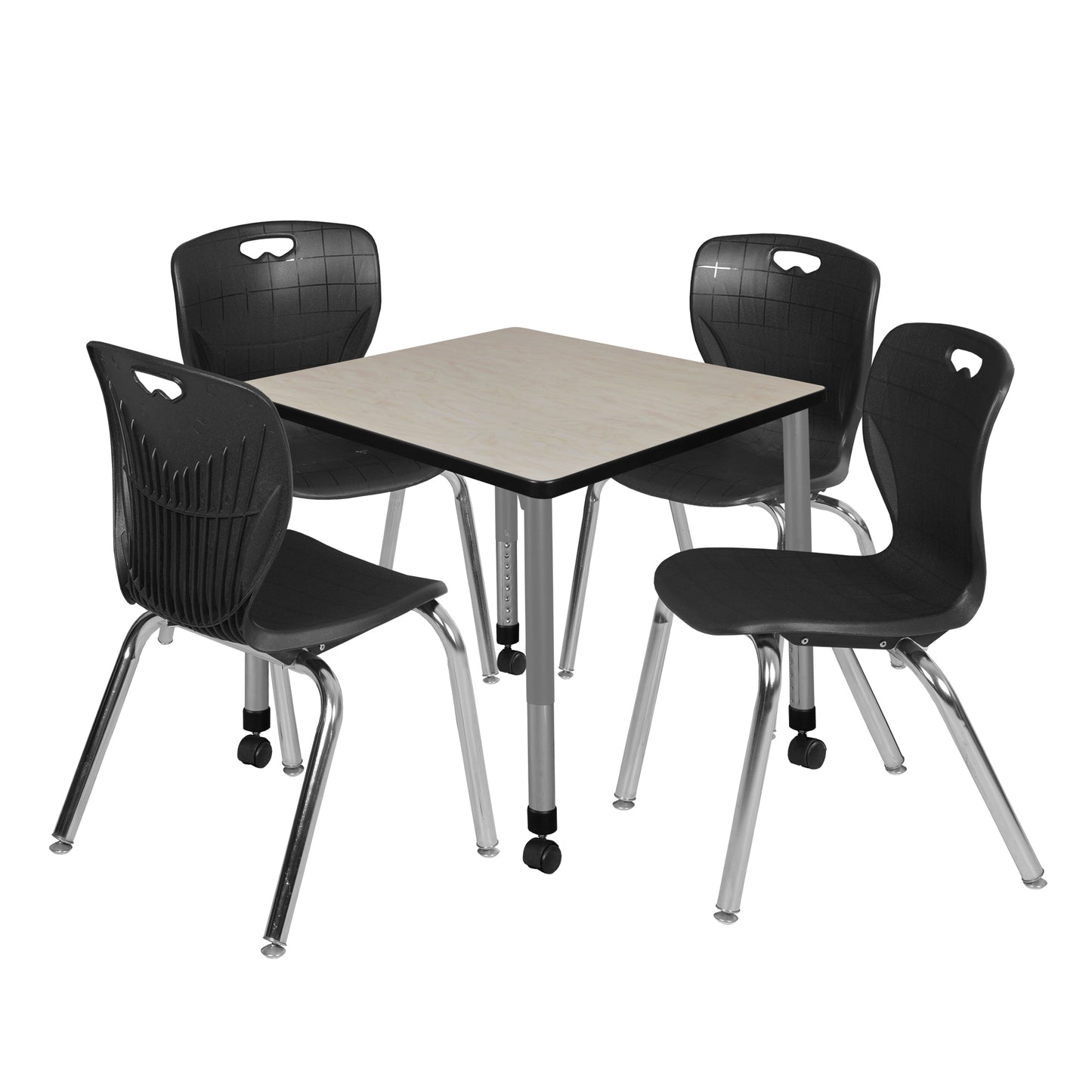 Regency Kee 30 in. Square Adjustable Classroom Table & 4 Andy 18 in. Stack Chairs