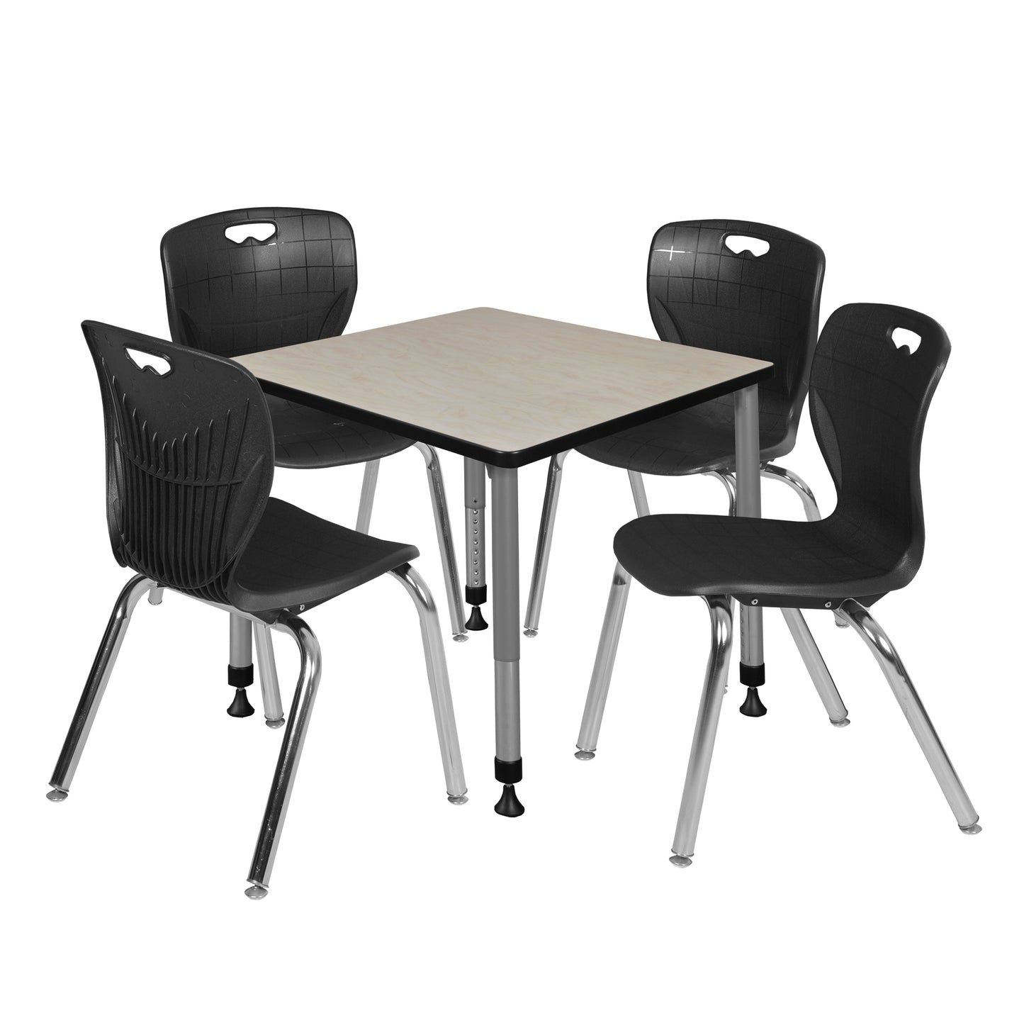 Regency Kee 30 in. Square Adjustable Classroom Table & 4 Andy 18 in. Stack Chairs