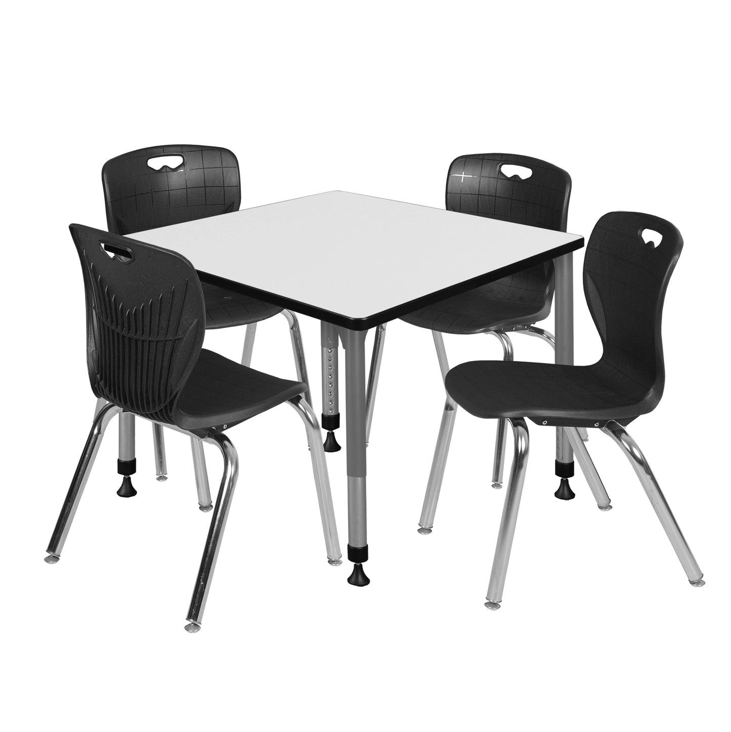 Regency Kee 36 in. Square Adjustable Classroom Table & 4 Andy 18 in. Stack Chairs