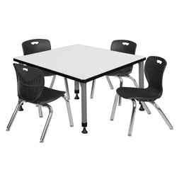 Regency Kee 36 in. Square Adjustable Classroom Table & 4 Andy 12 in. Stack Chairs