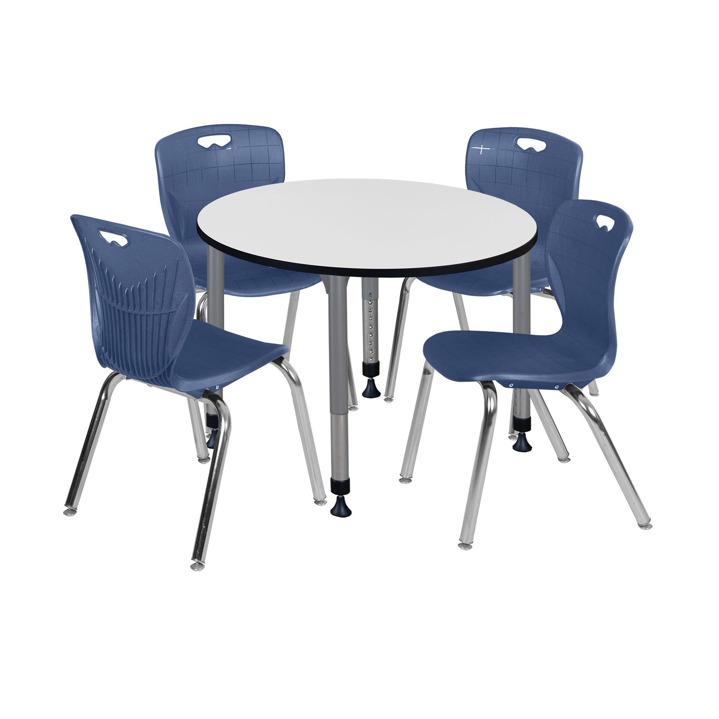 Regency Kee 36 in. Round Adjustable Classroom Table & 4 Andy 18 in. Stack Chairs