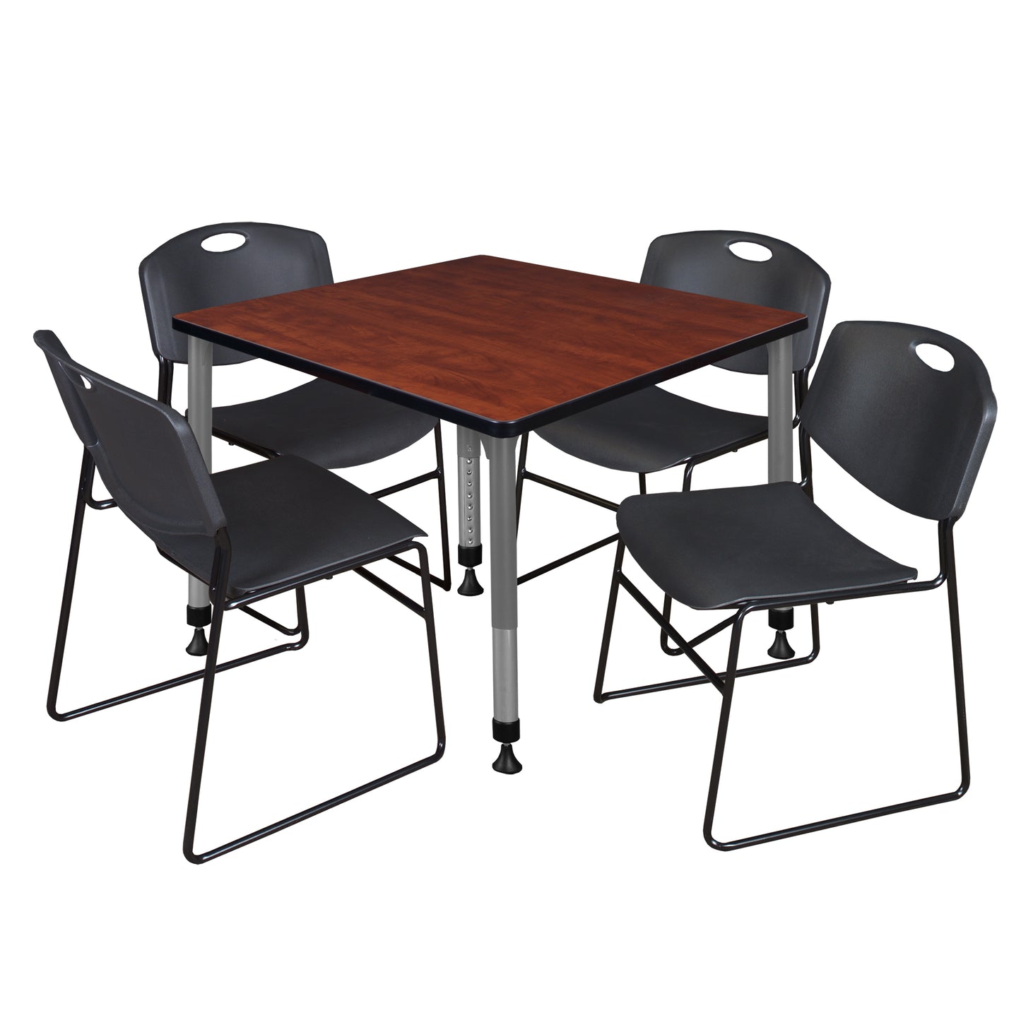 Regency Kee 42 in. Square Adjustable Classroom Table & 4 Zeng Stack Chairs