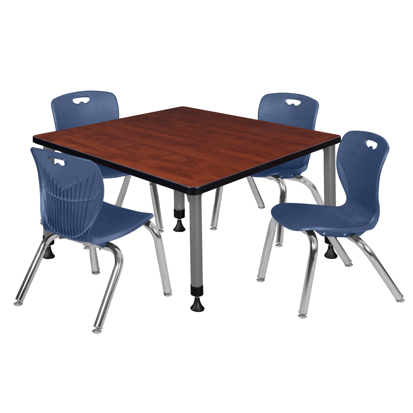 Regency Kee 42 in. Square Adjustable Classroom Table & 4 Andy 12 in. Stack Chairs