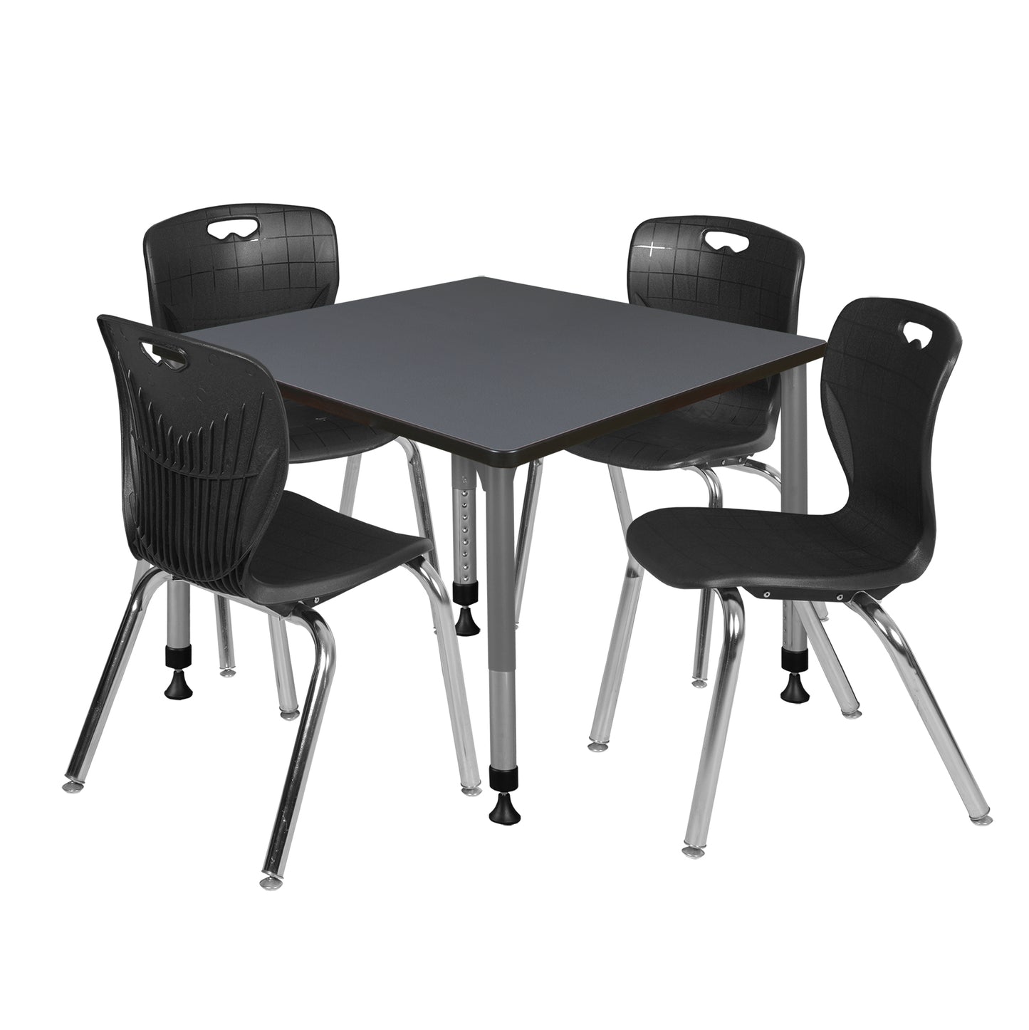 Regency Kee 42 in. Square Adjustable Classroom Table & 4 Andy 18 in. Stack Chairs