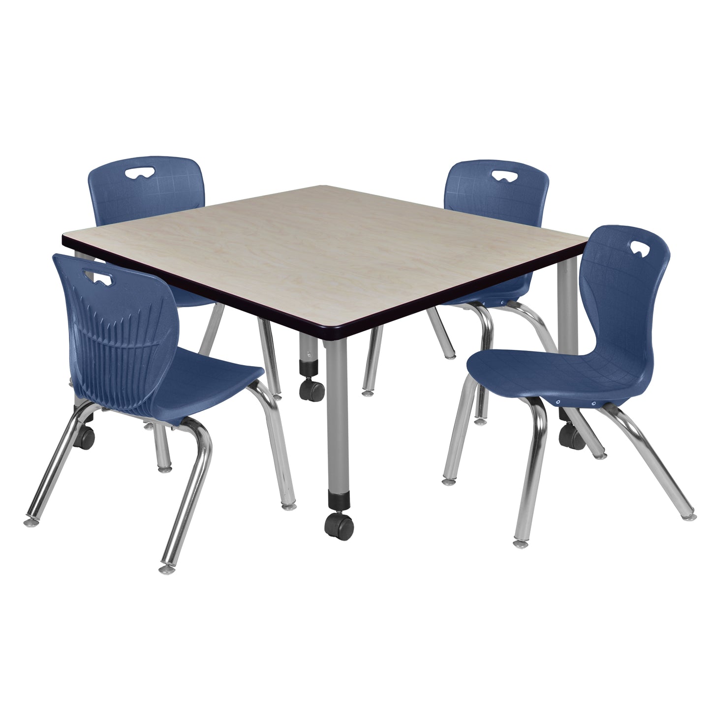 Regency Kee 42 in. Square Adjustable Classroom Table & 4 Andy 12 in. Stack Chairs