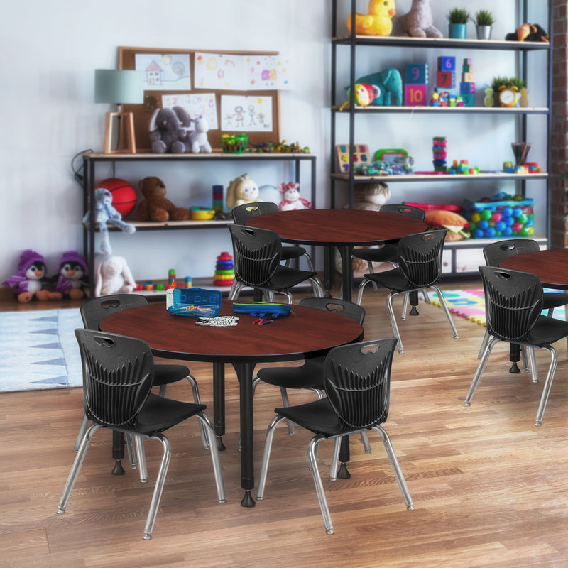 Regency Kee 42 in. Round Adjustable Classroom Table & 4 Andy 12 in. Stack Chairs