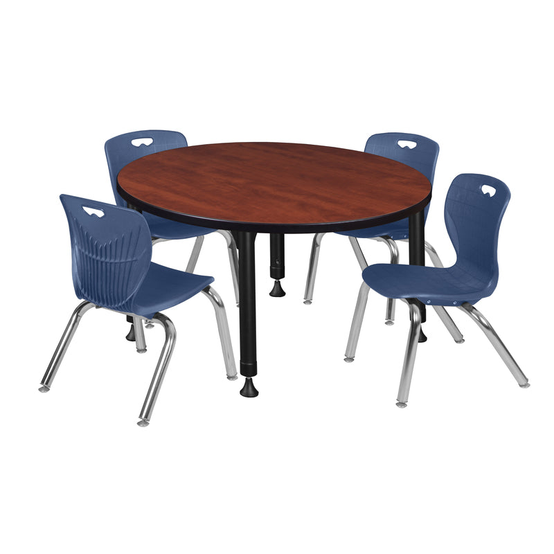 Regency Kee 42 in. Round Adjustable Classroom Table & 4 Andy 12 in. Stack Chairs