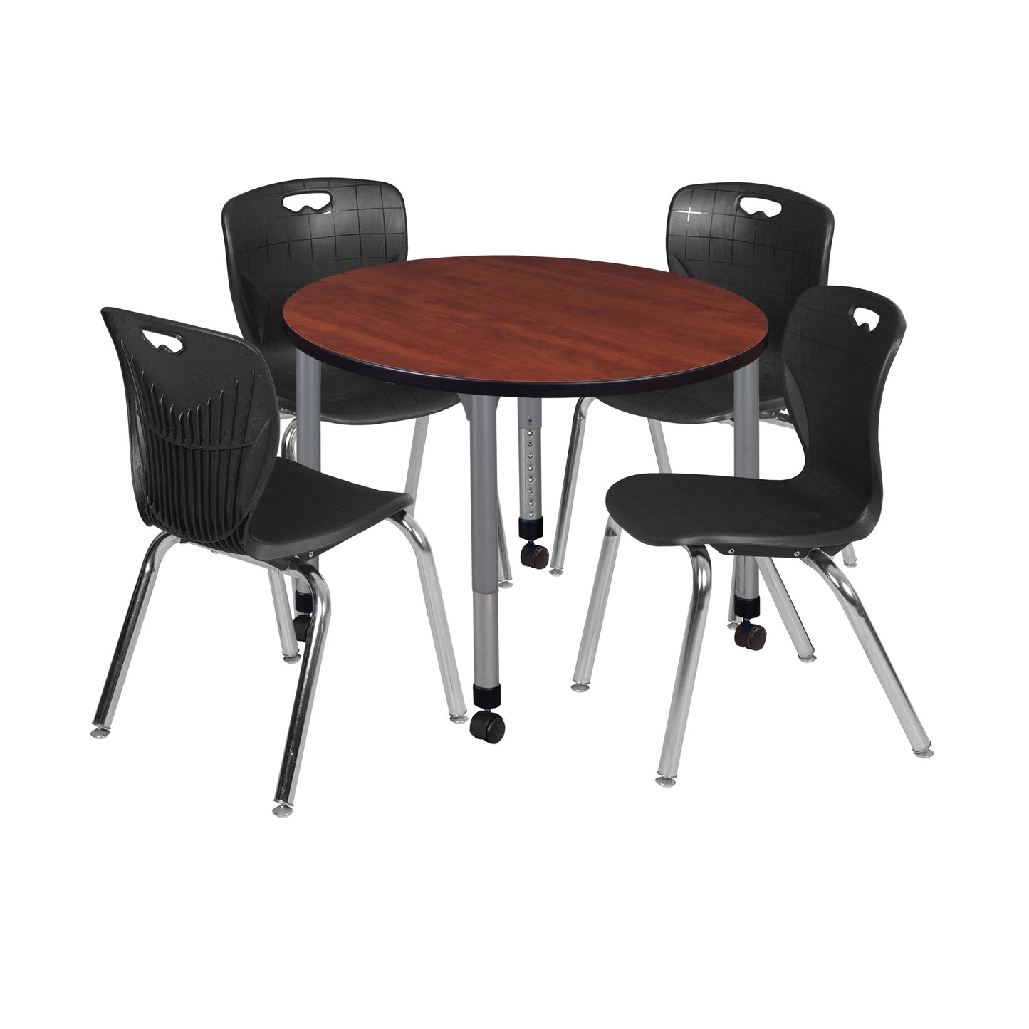 Regency Kee 42 in. Round Adjustable Classroom Table & 4 Andy 18 in. Stack Chairs
