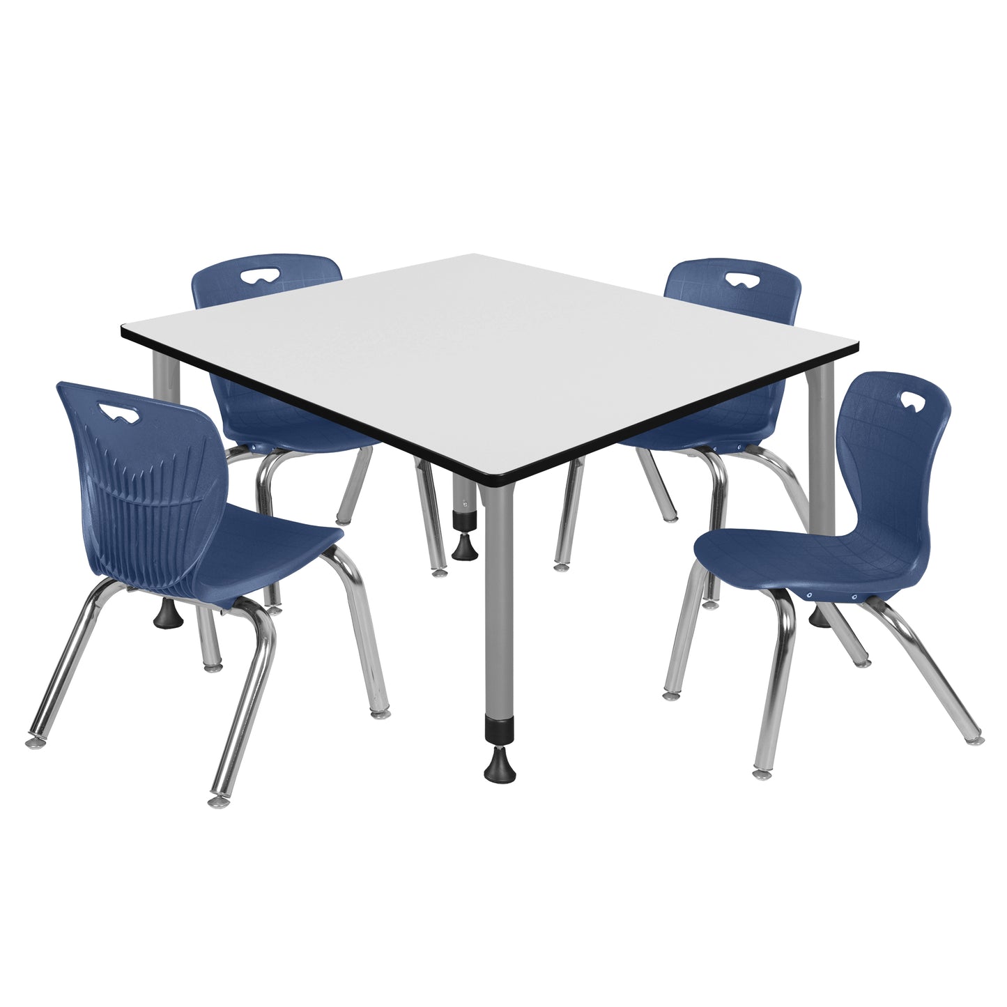 Regency Kee 48 in. Square Adjustable Classroom Table & 4 Andy 12 in. Stack Chairs