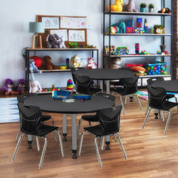 Regency Kee 48 in. Round Adjustable Classroom Table & 4 Andy 12 in. Stack Chairs