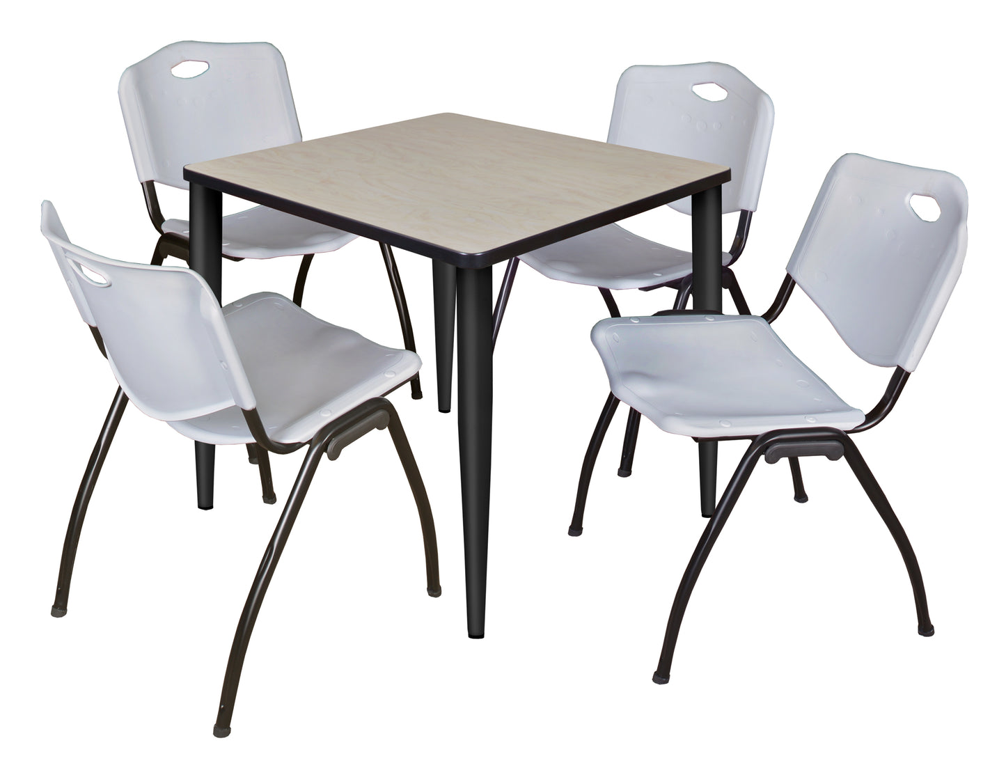 Regency Kahlo 30 in. Square Breakroom Table & 4 M Stack Chairs