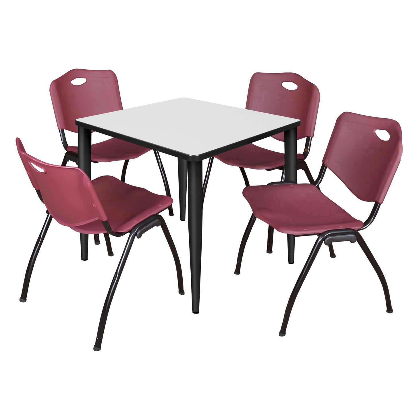 Regency Kahlo 30 in. Square Breakroom Table & 4 M Stack Chairs