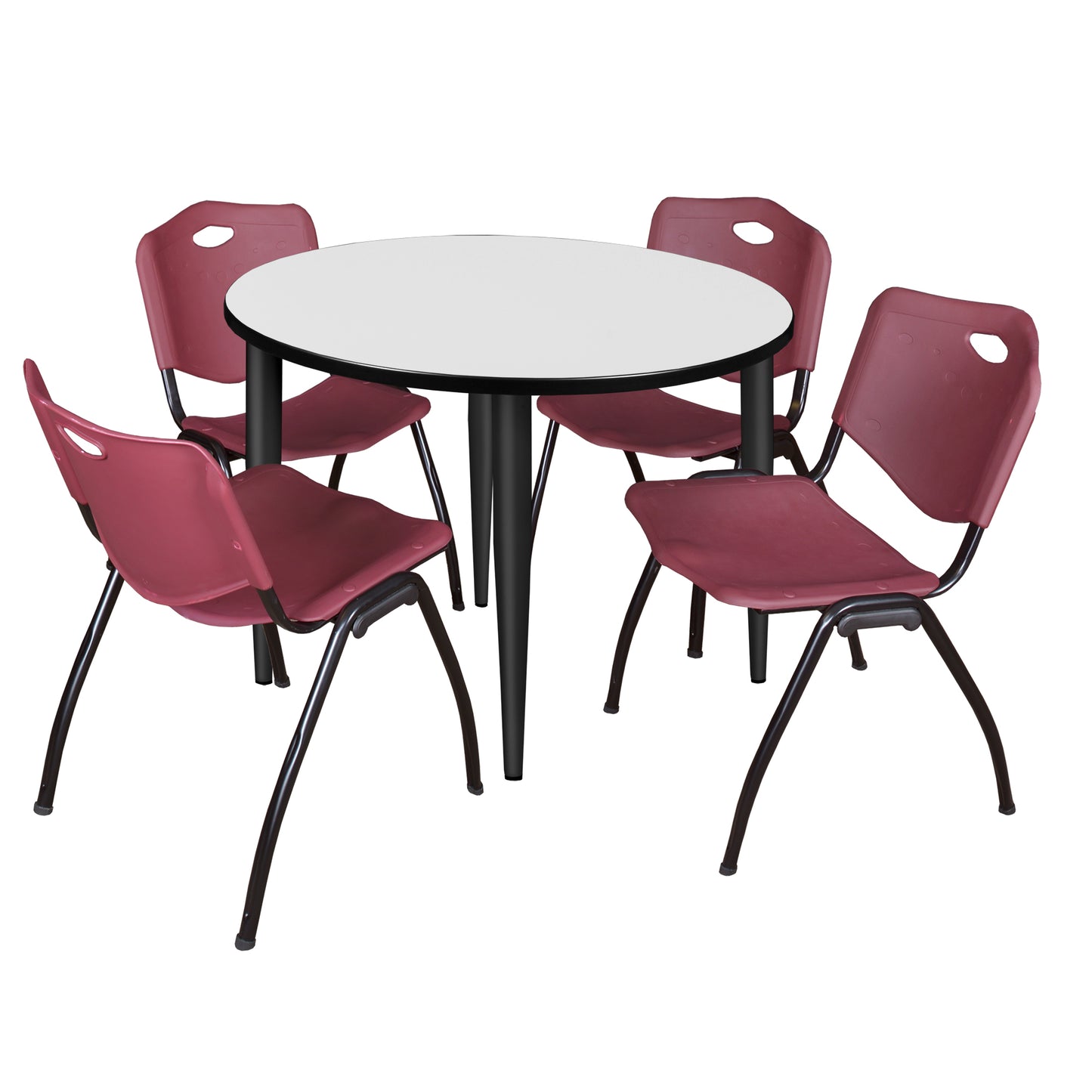 Regency Kahlo 36 in. Round Breakroom Table & 4 M Stack Chairs