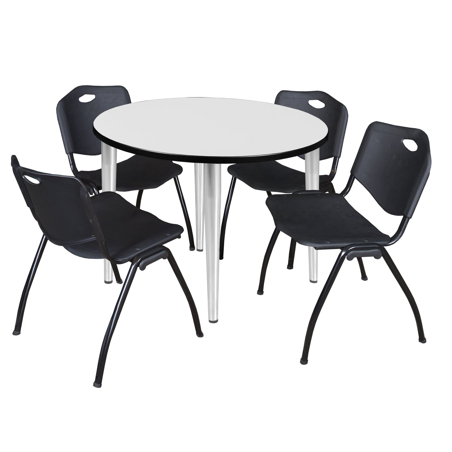 Regency Kahlo 36 in. Round Breakroom Table & 4 M Stack Chairs