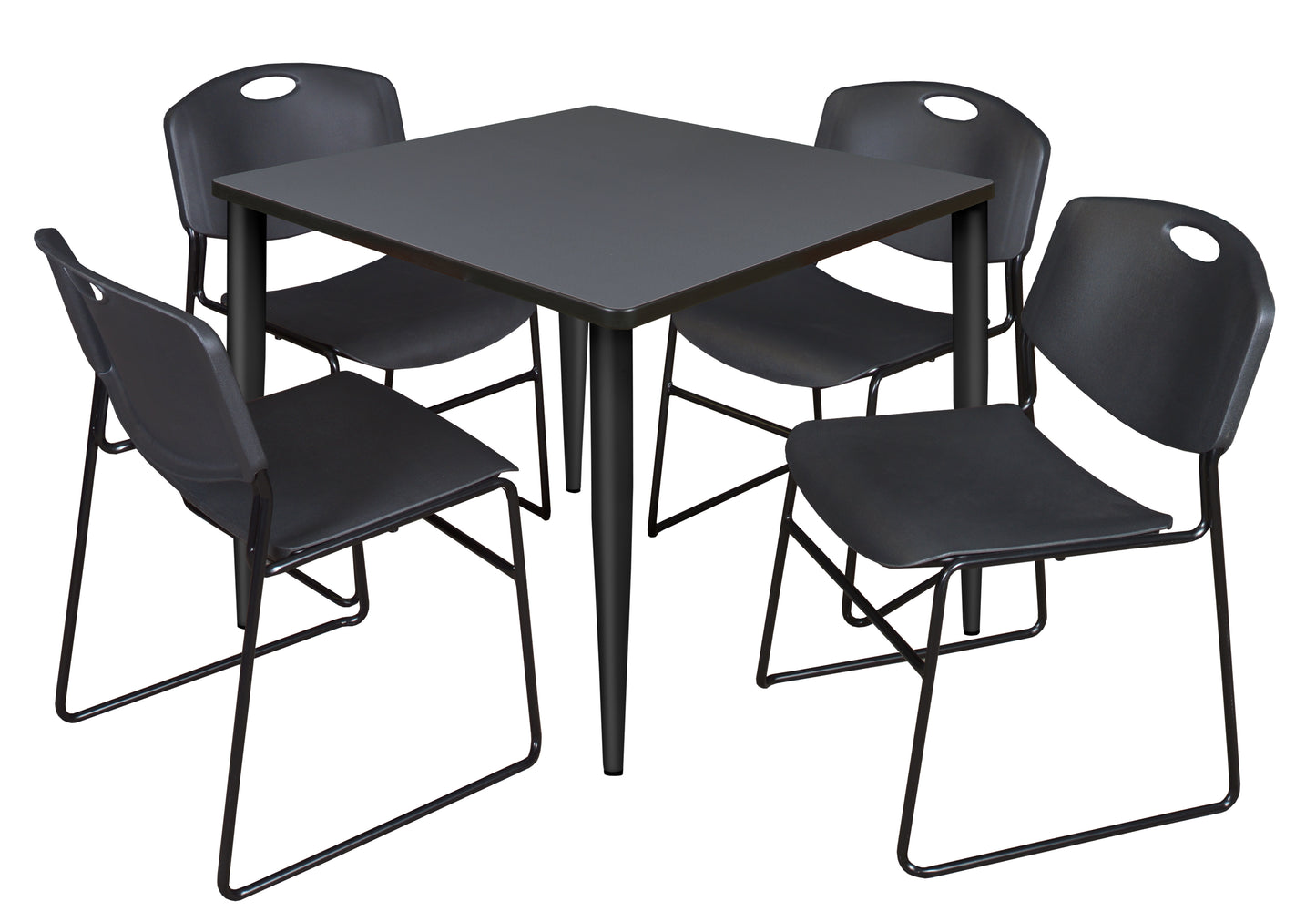 Regency Kahlo 42 in. Square Breakroom Table & 4 Zeng Stack Chairs