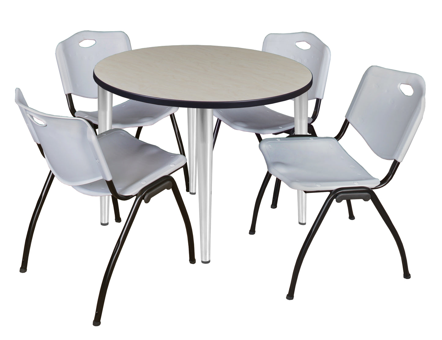 Regency Kahlo 42 in. Round Breakroom Table & 4 M Stack Chairs