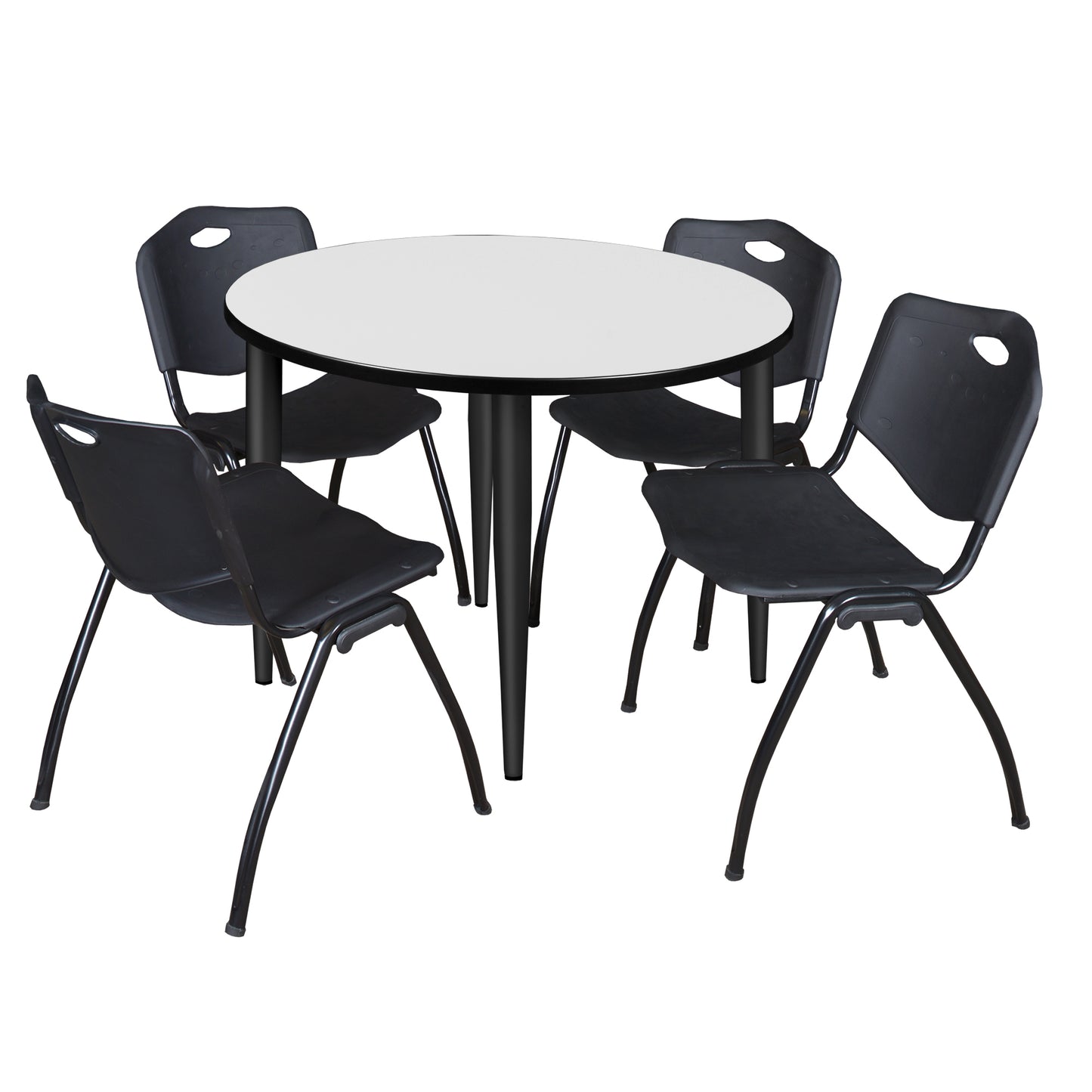 Regency Kahlo 42 in. Round Breakroom Table & 4 M Stack Chairs