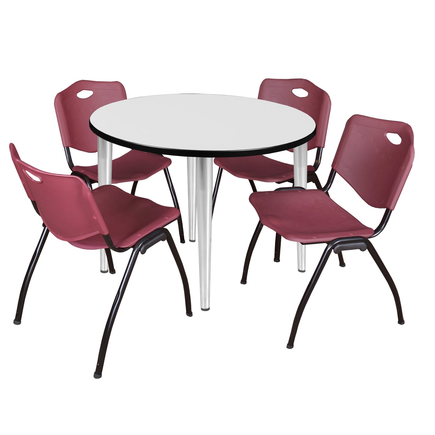 Regency Kahlo 42 in. Round Breakroom Table & 4 M Stack Chairs