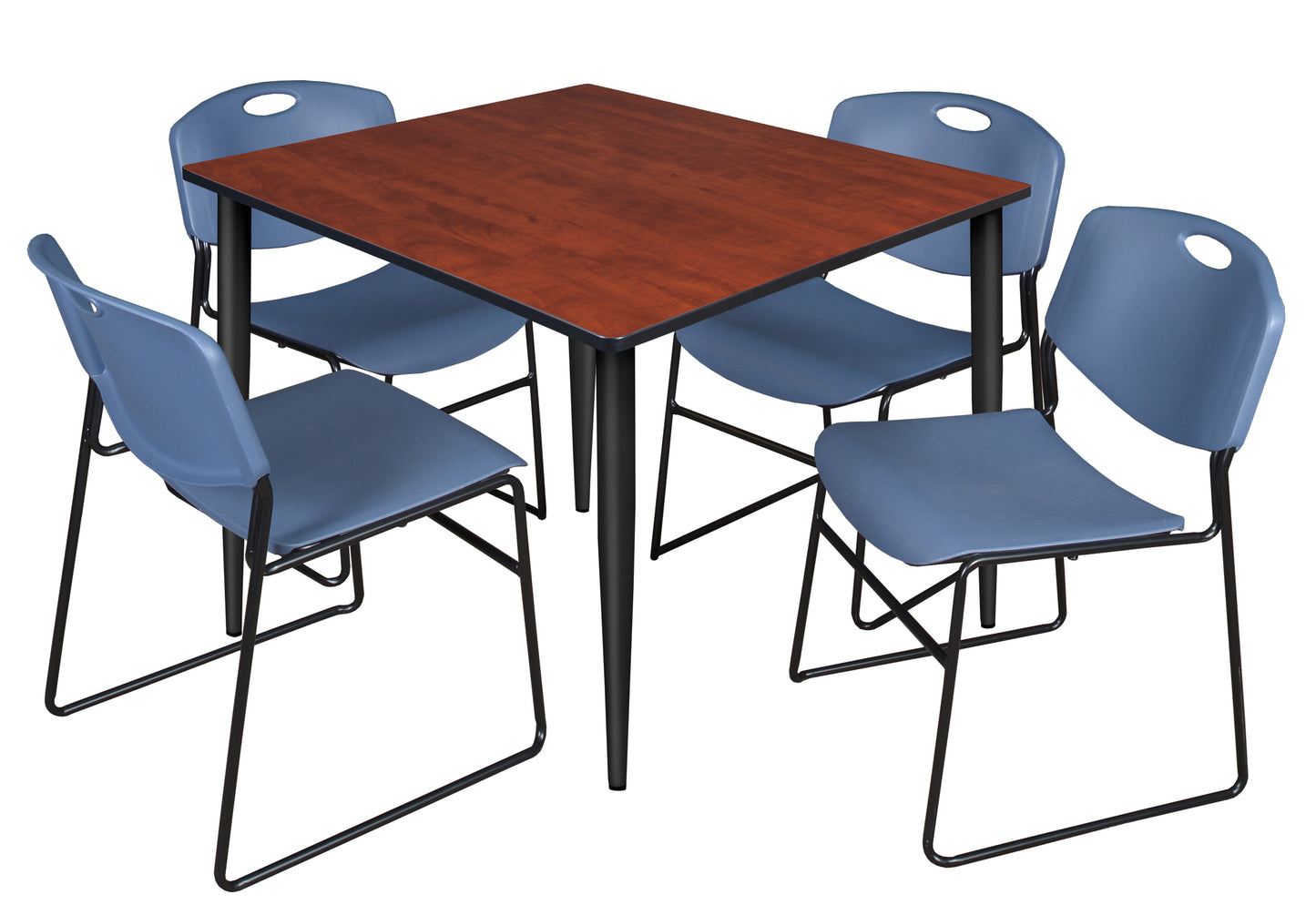 Regency Kahlo 48 in. Square Breakroom Table & 4 Zeng Stack Chairs