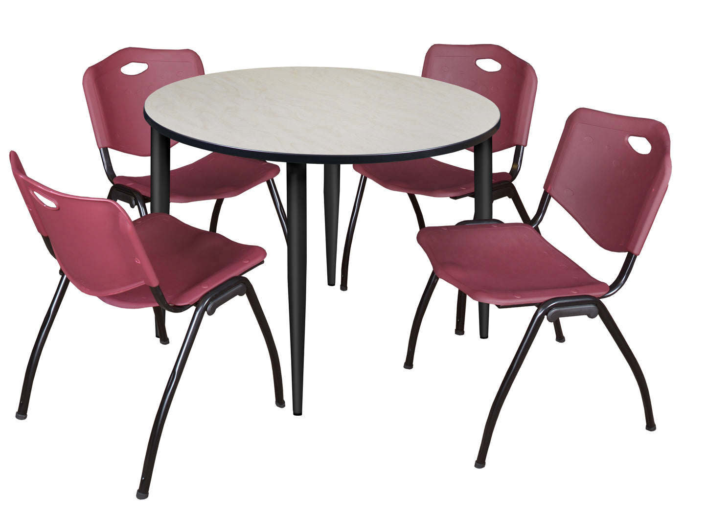 Regency Kahlo 48 in. Round Breakroom Table & 4 M Stack Chairs
