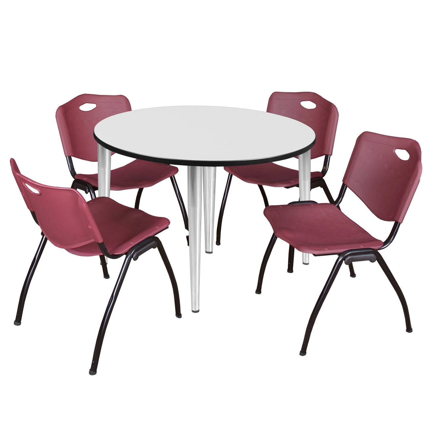 Regency Kahlo 48 in. Round Breakroom Table & 4 M Stack Chairs