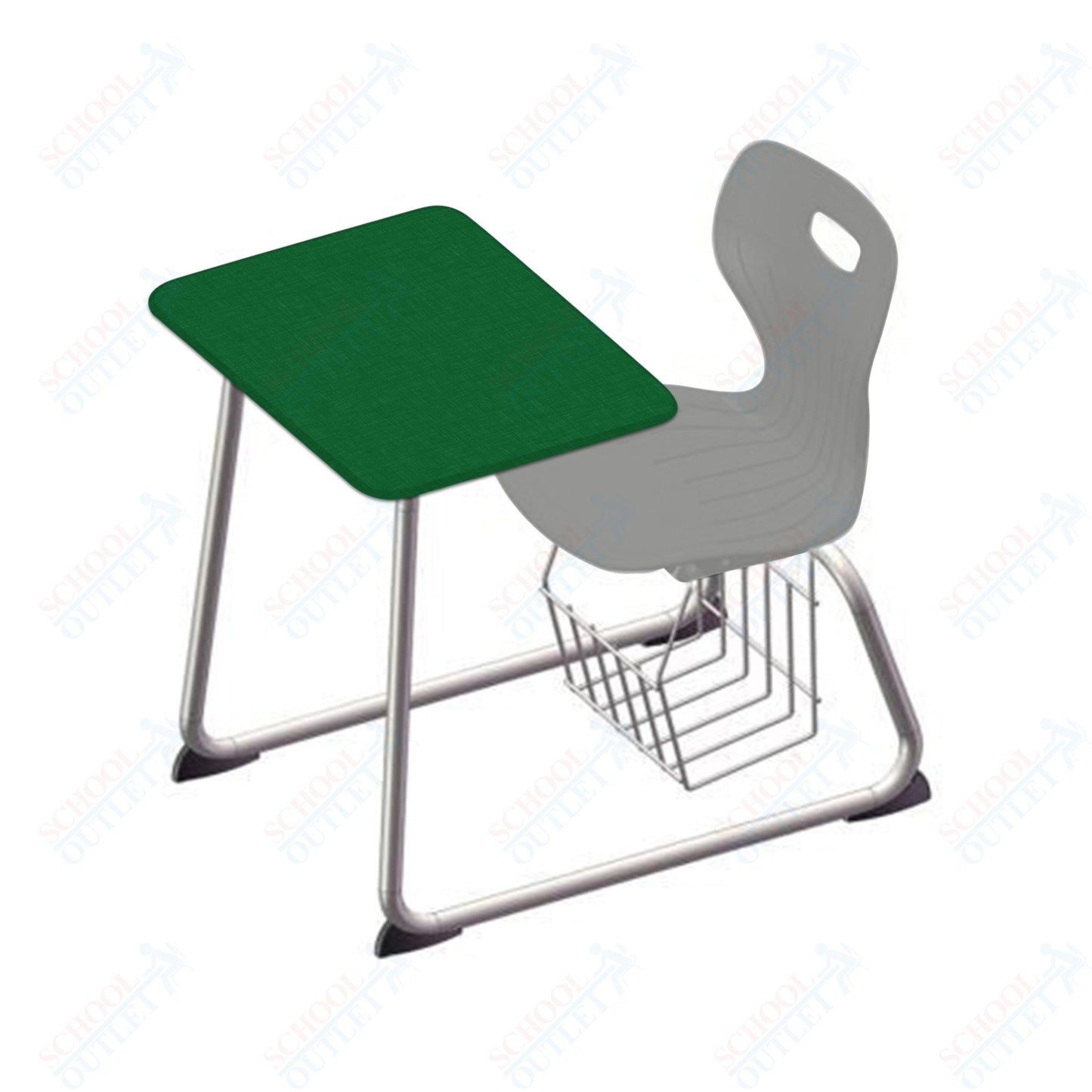 USA Capitol Euroflex 14" Seat Height Sled Combo Desks with Book Basket and HPL Top (USC-3014HPCL)