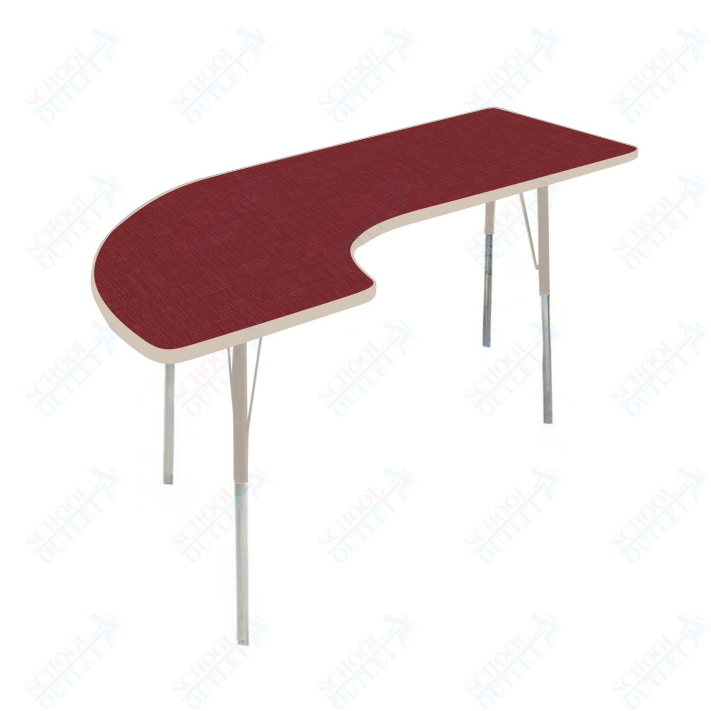 USA Capitol 36" x 72" Half Horseshoe Right Side Activity Table Adjustable Height 23"-31" (3672HHSSE)