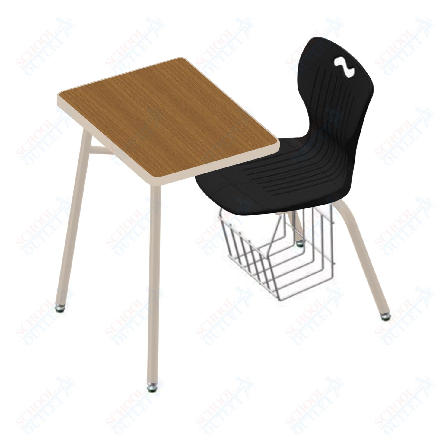 USA Capitol Ntersect 16" Seat Height Combination Desk with Book Basket and HPL Top (N916HPCL)