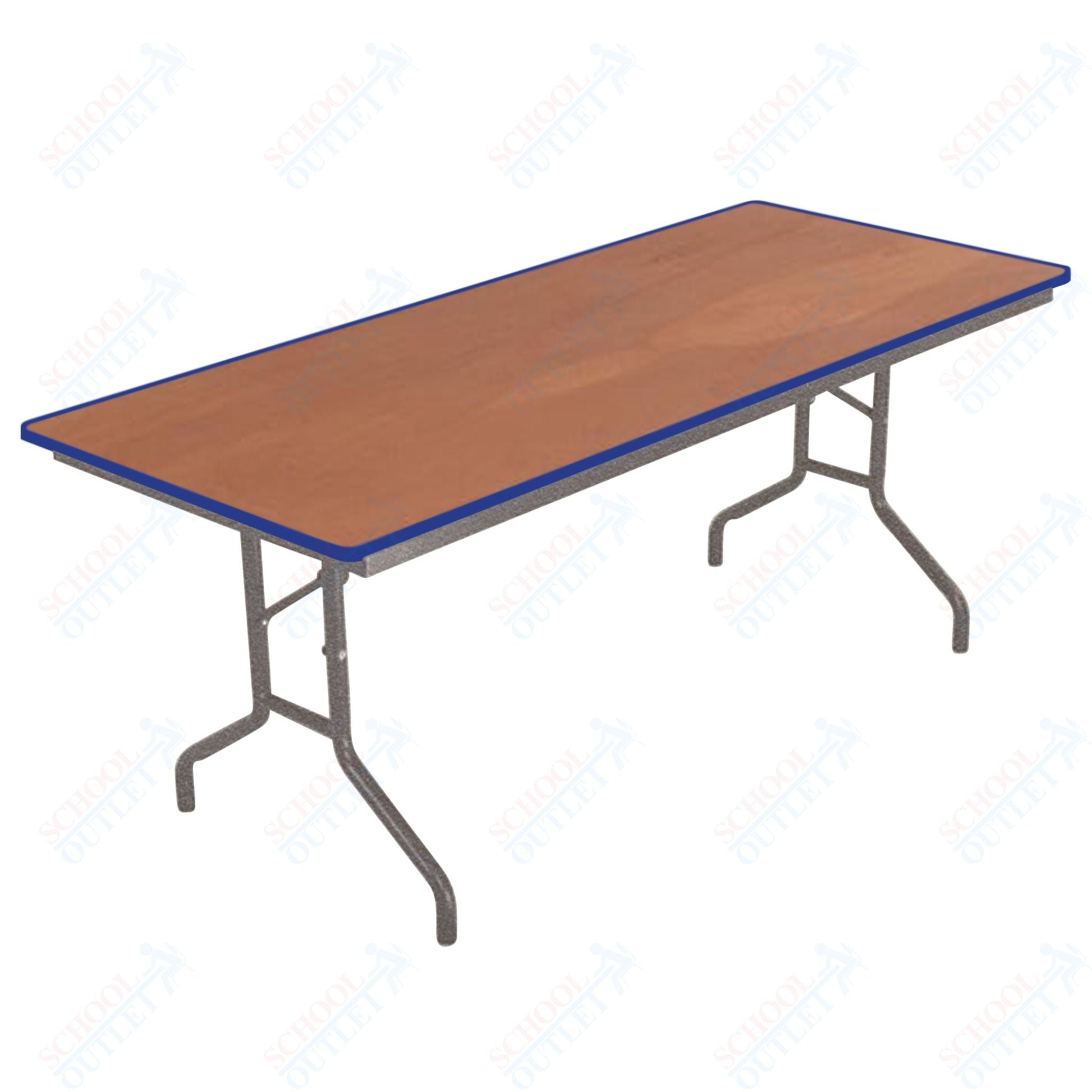 AmTab Folding Table - Plywood Stained and Sealed - Vinyl T-Molding Edge - 18"W x 60"L x 29"H (AmTab AMT-185PM) - SchoolOutlet