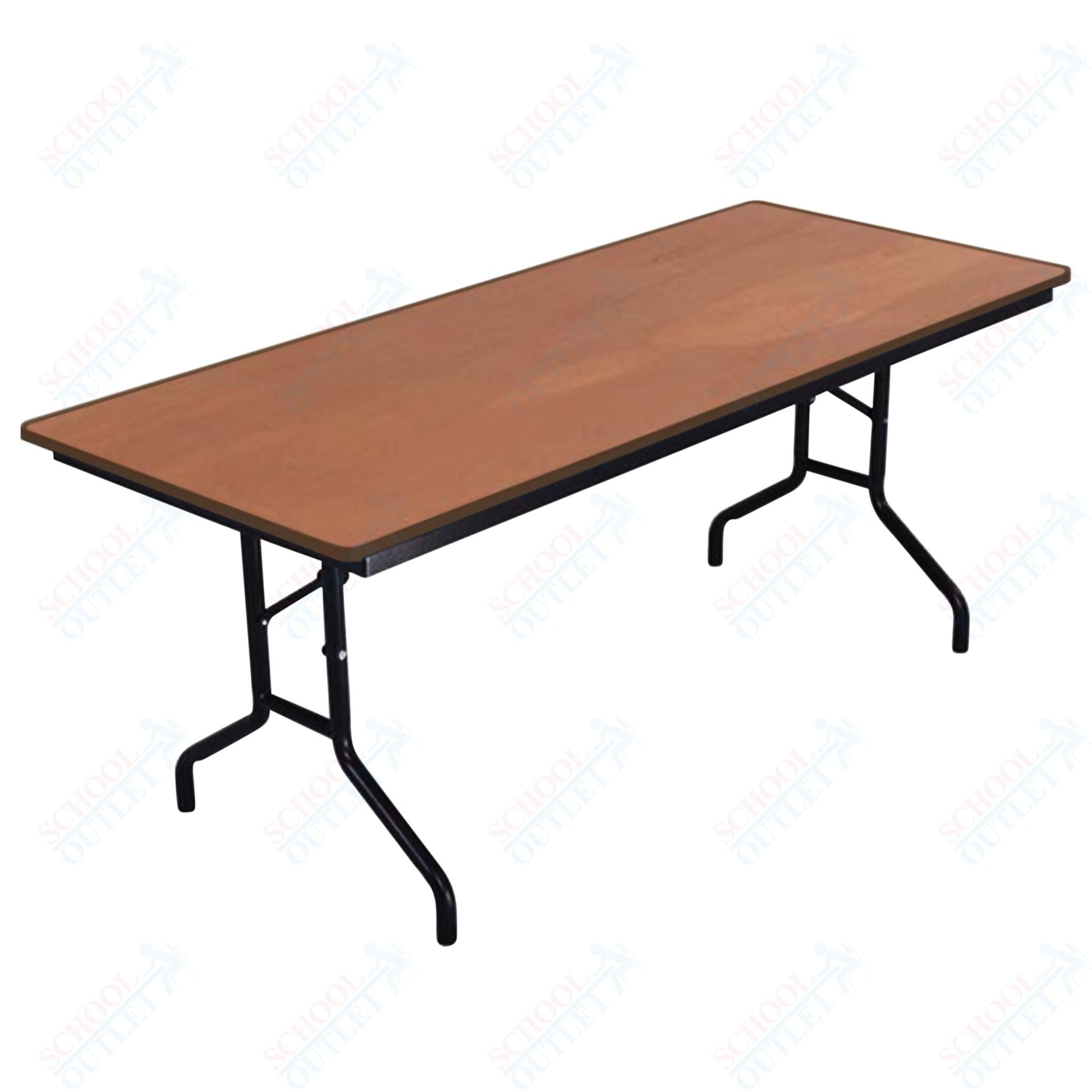 AmTab Folding Table - Plywood Stained and Sealed - Vinyl T-Molding Edge - 18"W x 60"L x 29"H (AmTab AMT-185PM) - SchoolOutlet