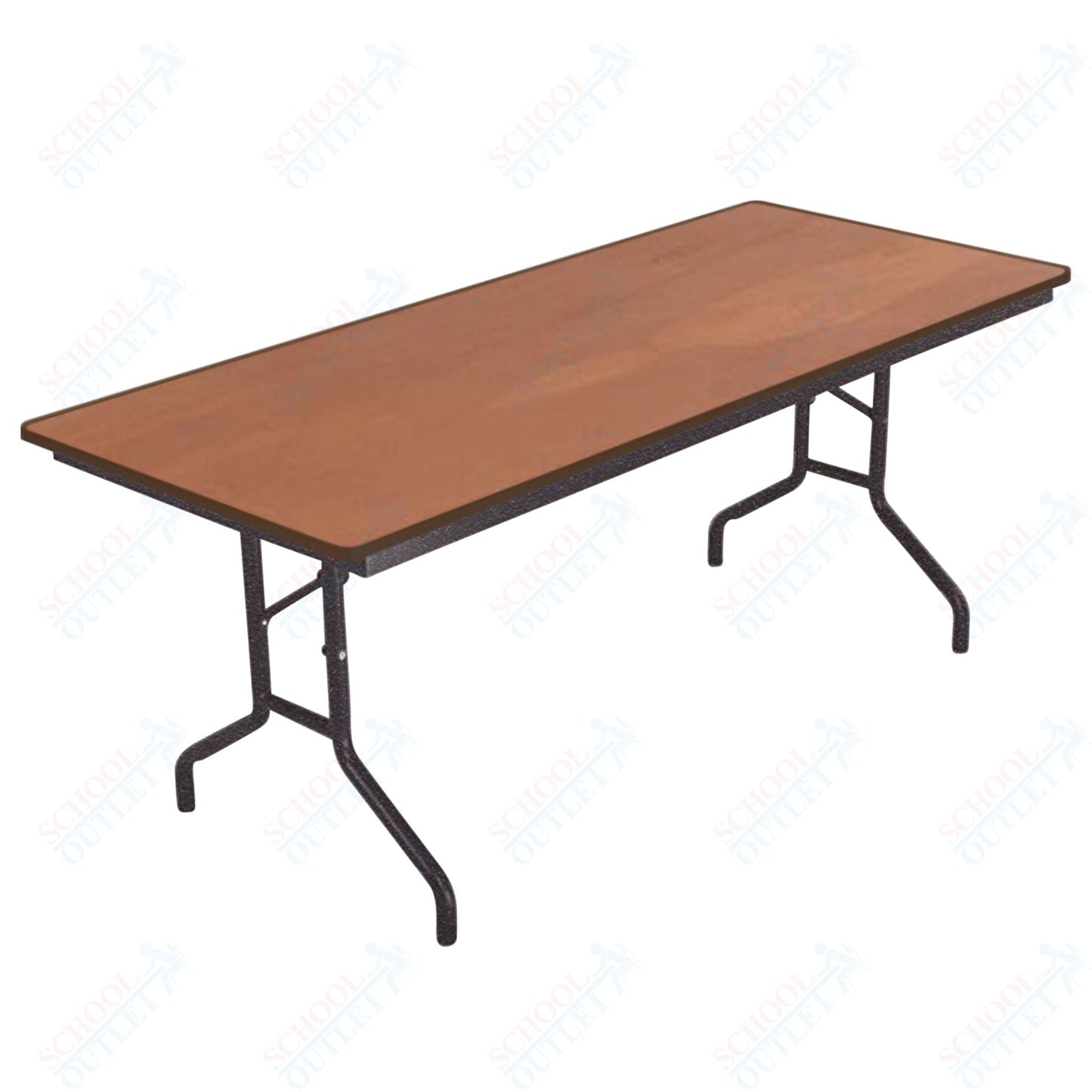 AmTab Folding Table - Plywood Stained and Sealed - Vinyl T-Molding Edge - 18"W x 60"L x 29"H (AmTab AMT-185PM) - SchoolOutlet