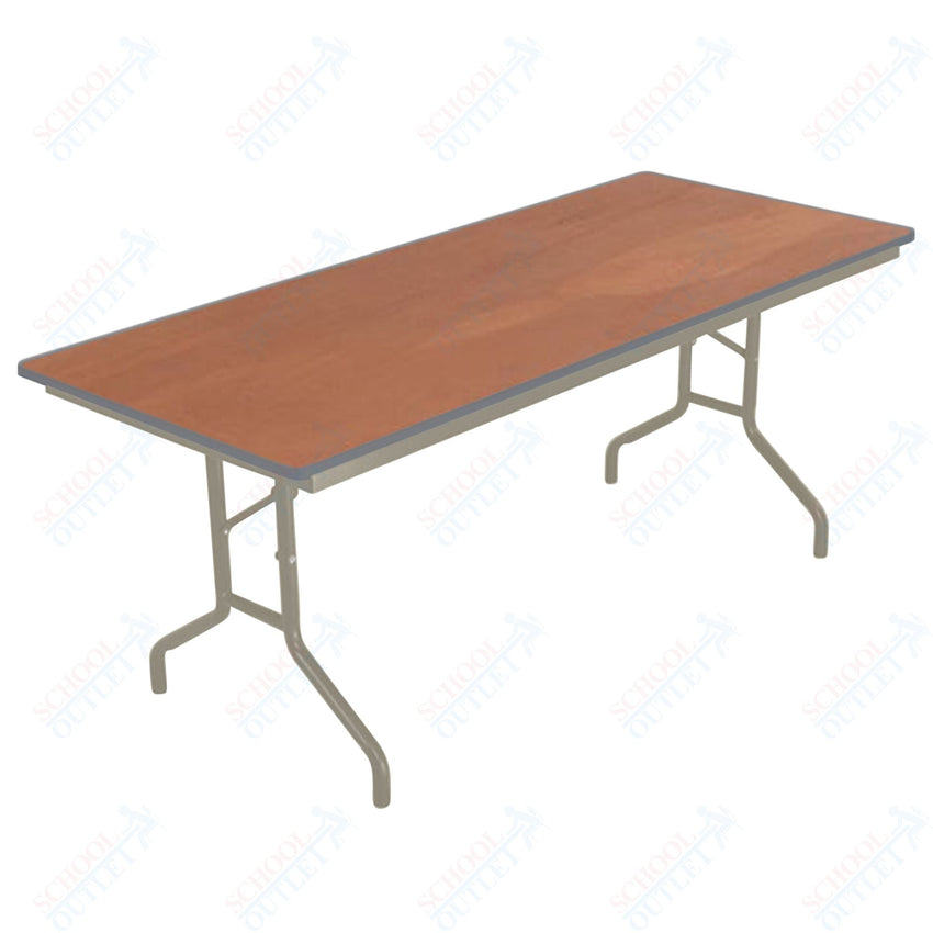 AmTab Folding Table - Plywood Stained and Sealed - Vinyl T-Molding Edge - 18"W x 60"L x 29"H (AmTab AMT-185PM) - SchoolOutlet