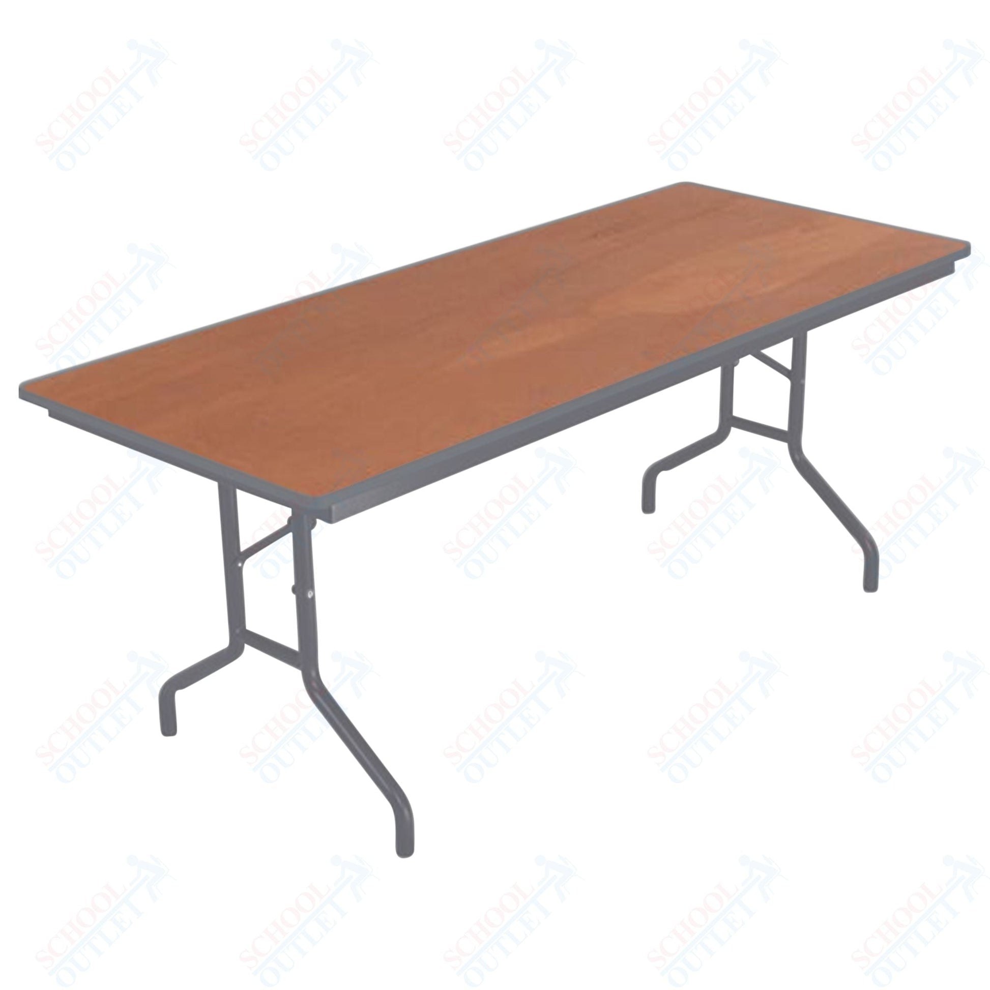 AmTab Folding Table - Plywood Stained and Sealed - Vinyl T-Molding Edge - 18"W x 60"L x 29"H (AmTab AMT-185PM) - SchoolOutlet