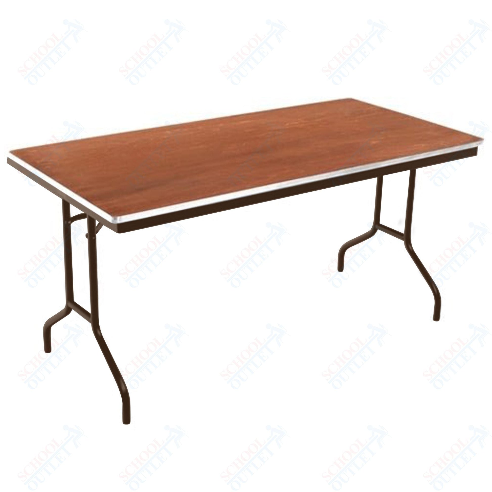 AmTab Folding Table - Plywood Stained and Sealed - Aluminum Edge - 18"W x 72"L x 29"H (AmTab AMT-186PA) - SchoolOutlet