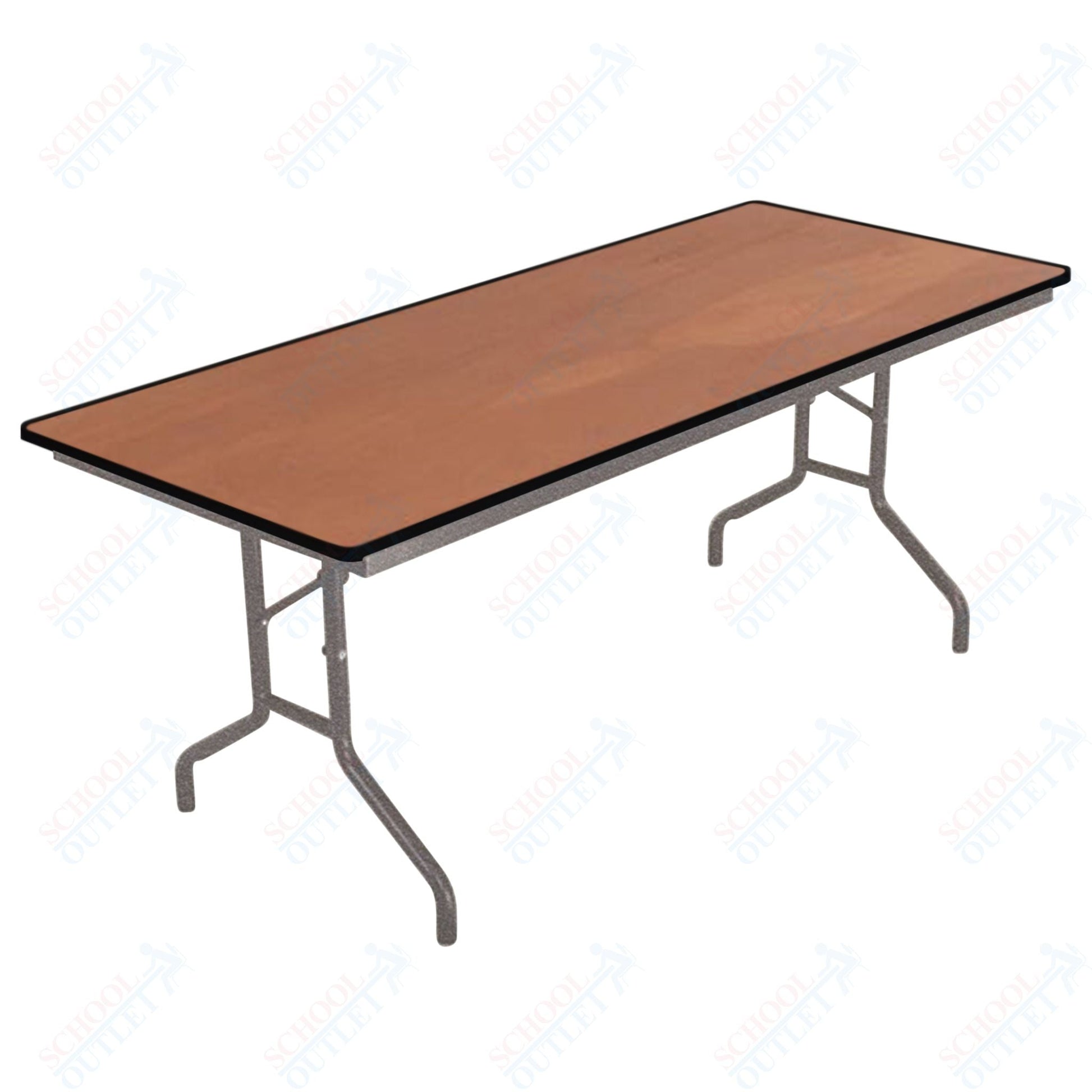 AmTab Folding Table - Plywood Stained and Sealed - Vinyl T - Molding Edge - 18"W x 72"L x 29"H (AmTab AMT - 186PM) - SchoolOutlet